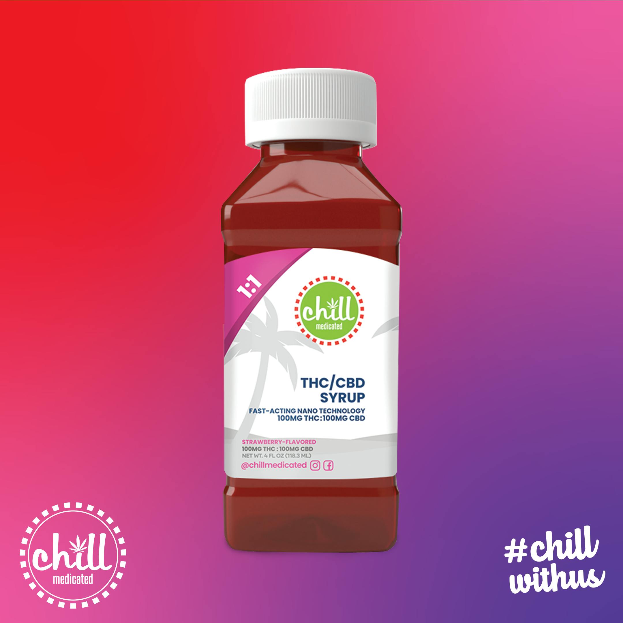 Strawberry | 100mg THC : 100mg CBD Syrup | Chll Medicated | MED - image 2