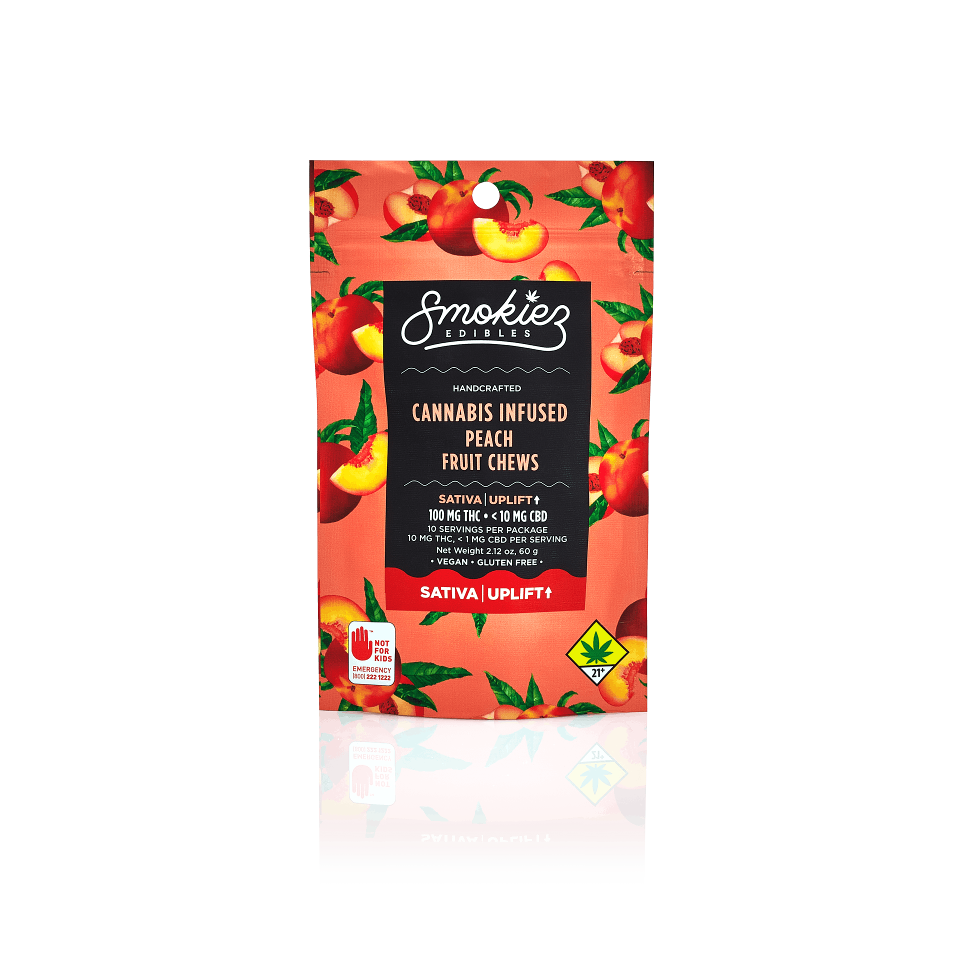 Smokiez SATIVA Peach Fruit Chews - 100mg 10pk - WA - image 1