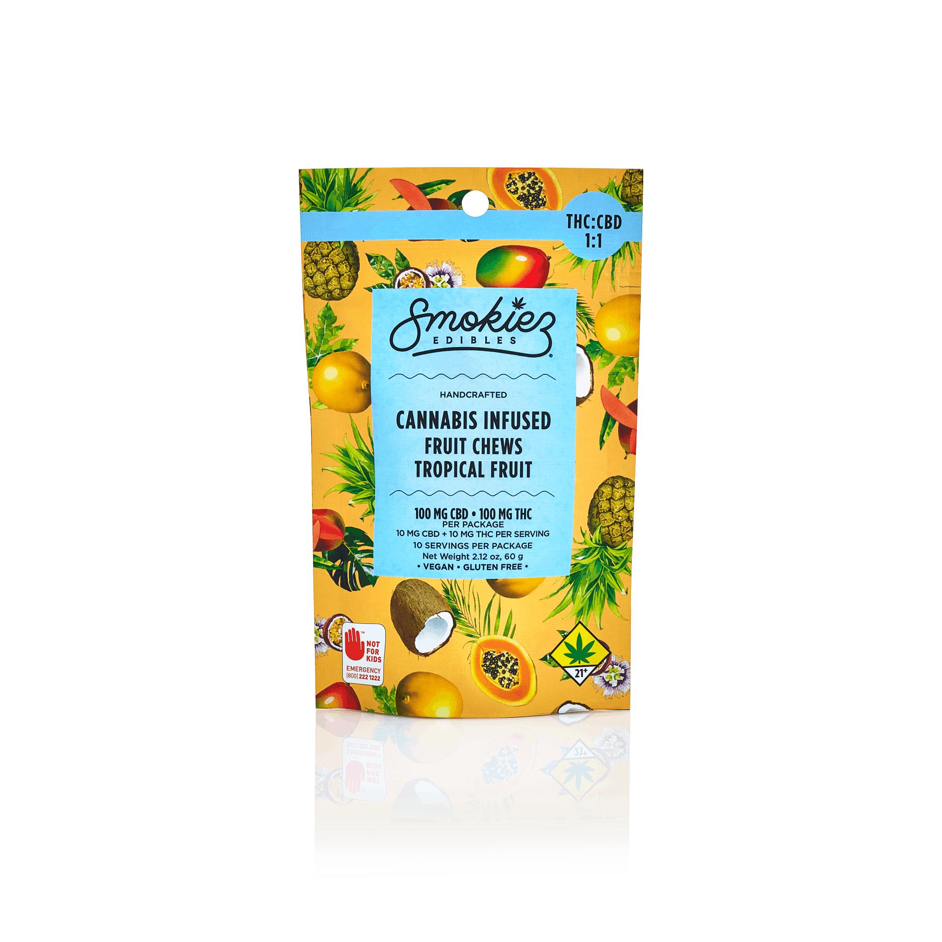 Smokiez Tropical Fruit 100mg CBD : 100mg THC Fruit Chews - WA - image 1