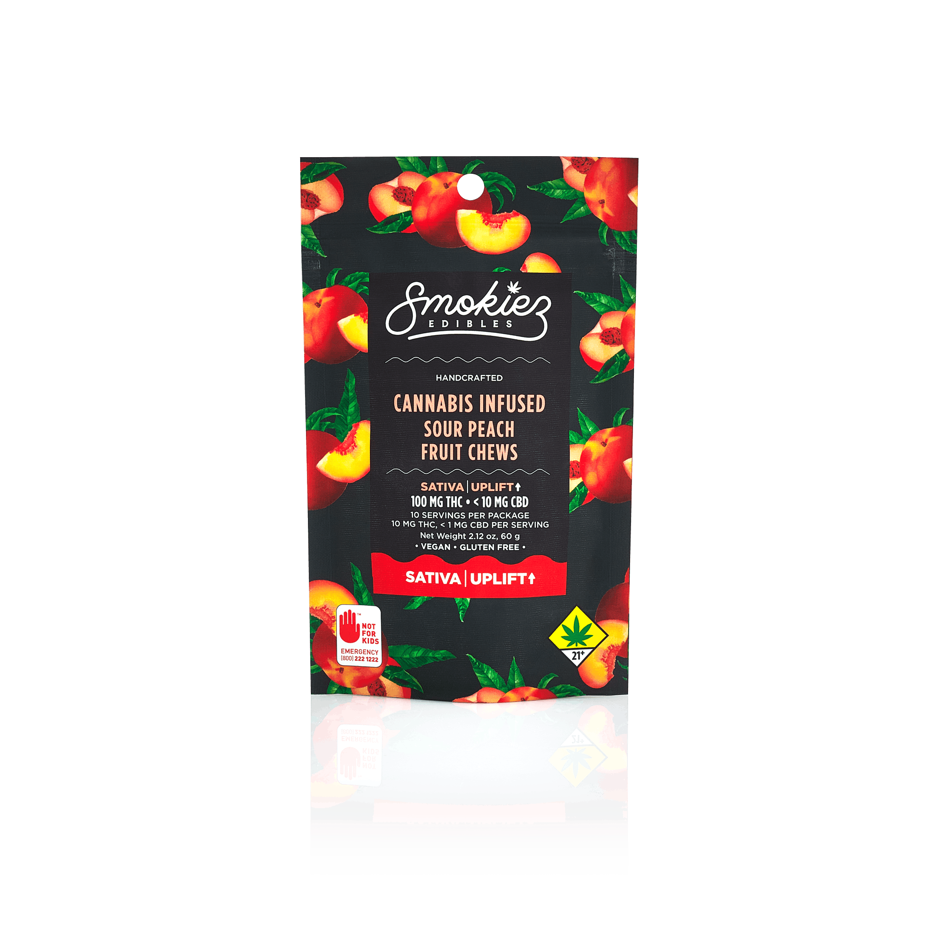 Smokiez SATIVA Sour Peach Fruit Chews - 100mg 10pk - WA - image 1