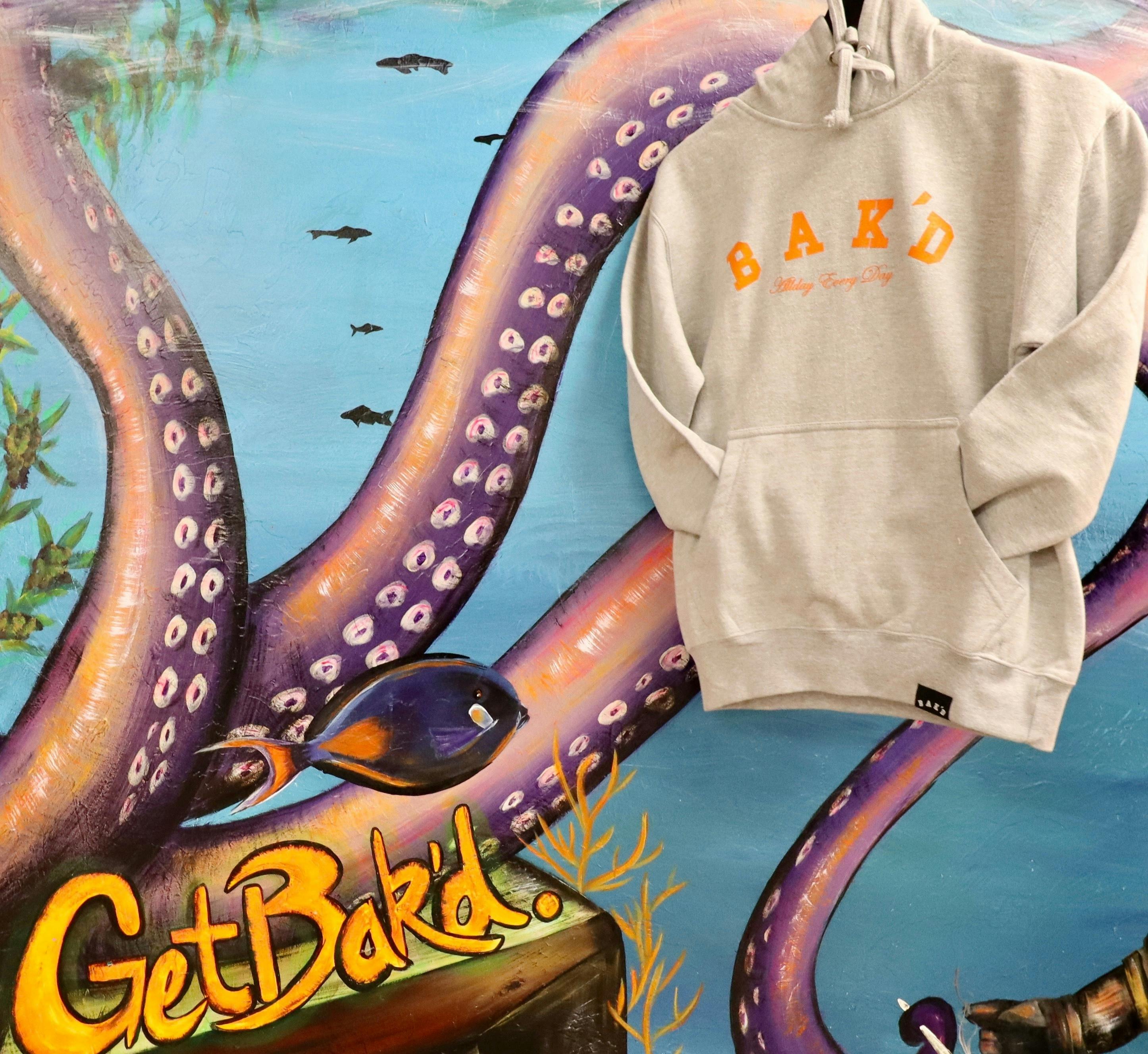 Bak'd Classic Pull Over Hoodie w/ Pocket (Gray/Orange) - image 2
