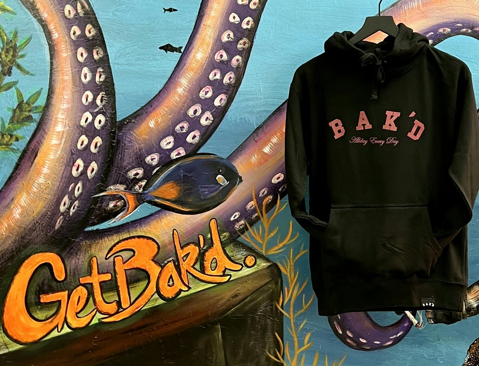 Bak'd Classic Pull Over Hoodie w/ Pocket (Black/Crimson) - image 2