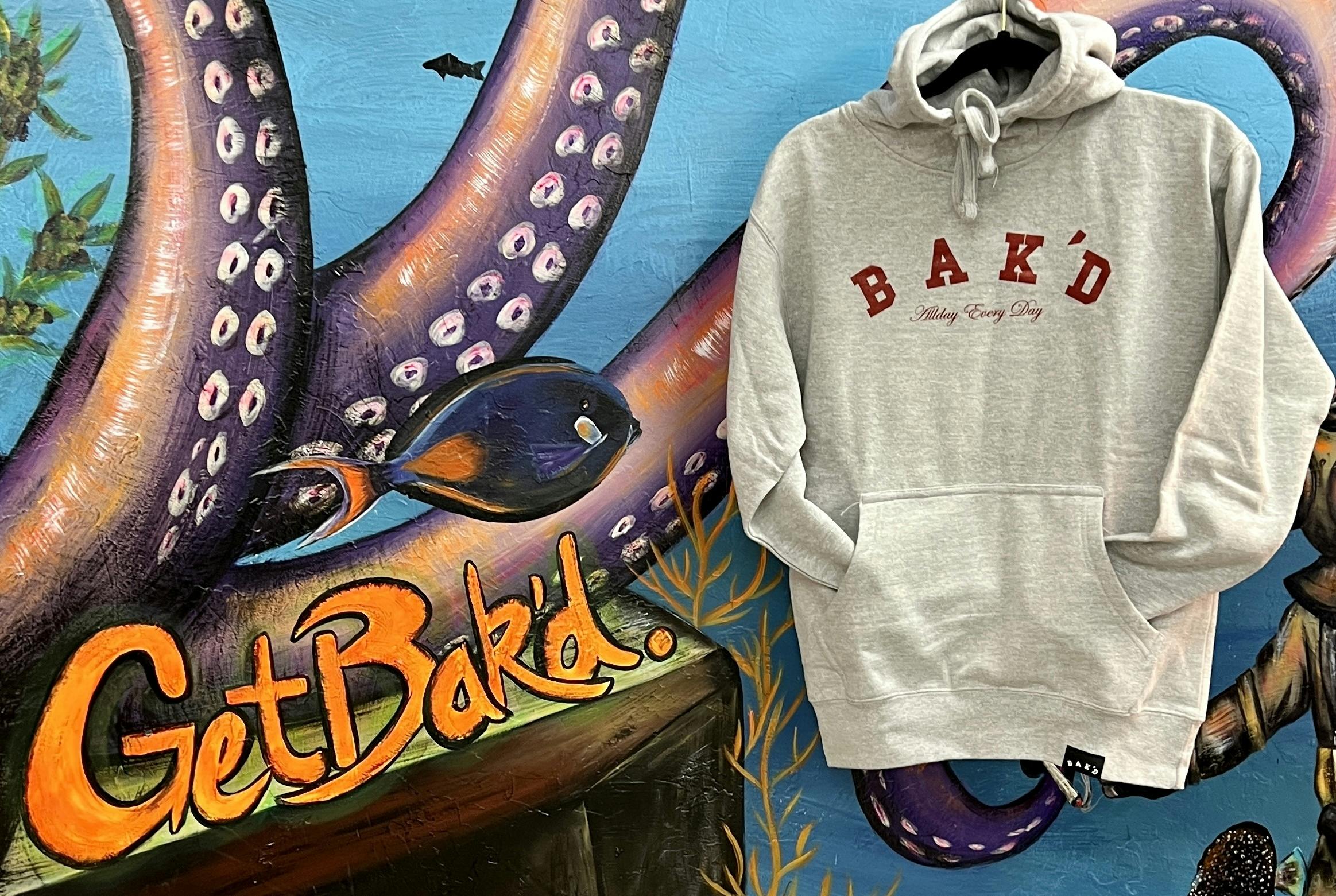 Bak'd Classic Pull Over Hoodie w/ Pocket (Gray/Crimson) - image 4
