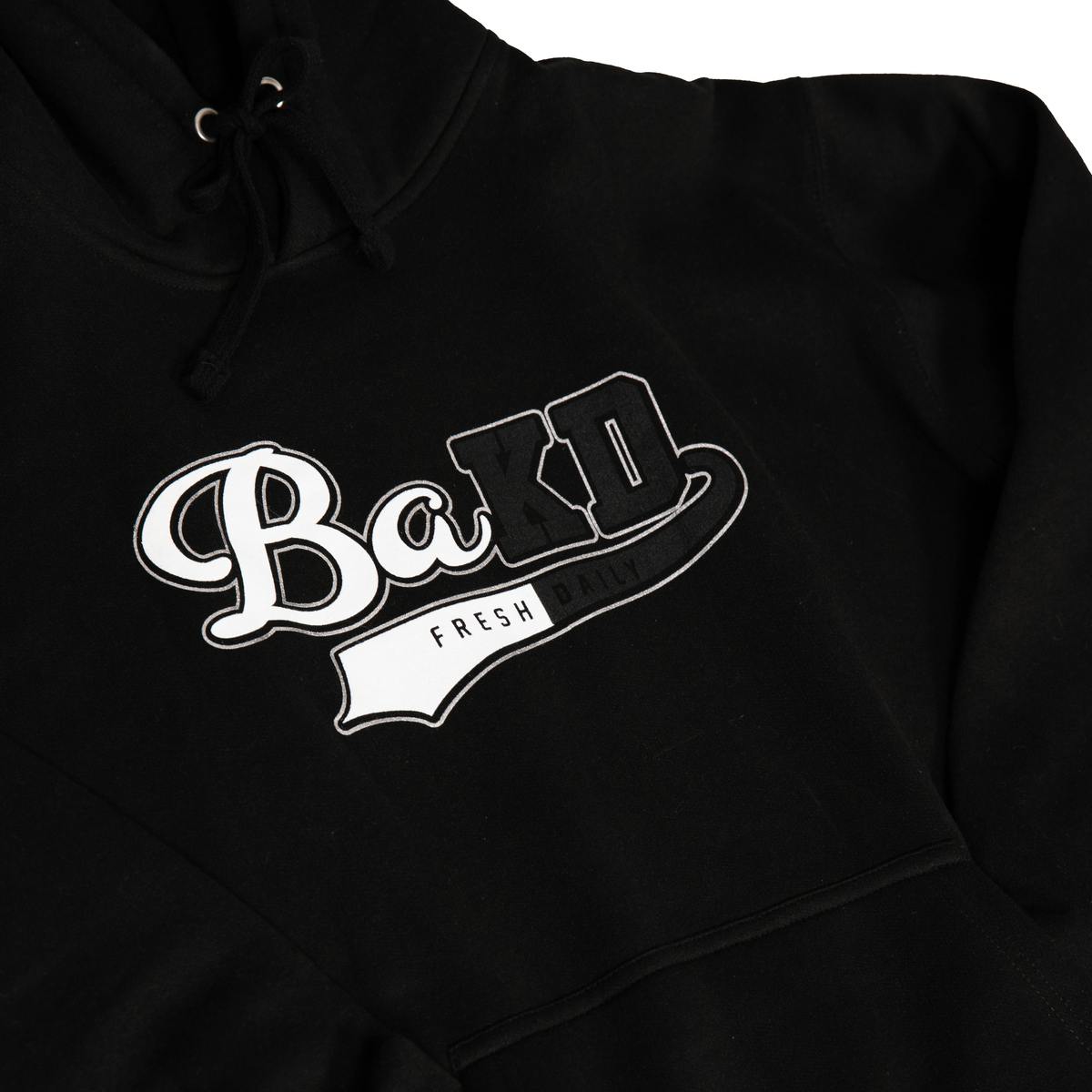 Bak'd Fresh Daily Pull Over Hoodie w/ Pocket (Black/White) - image 2