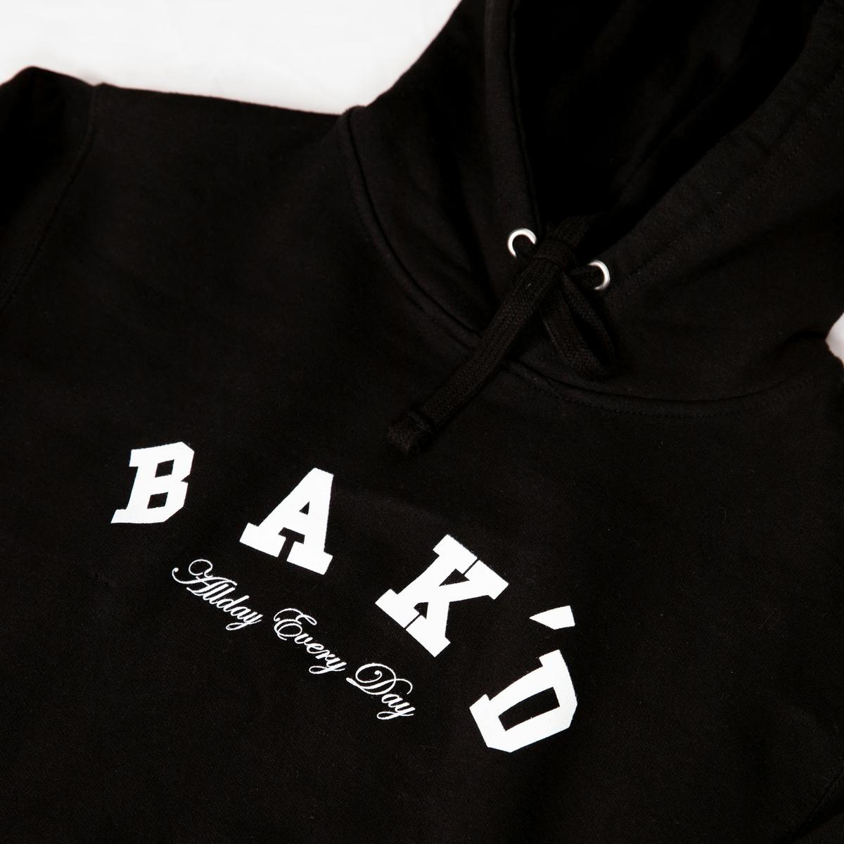 Bak'd Classic Pull Over Hoodie w/ Pocket (Black/White) - image 2