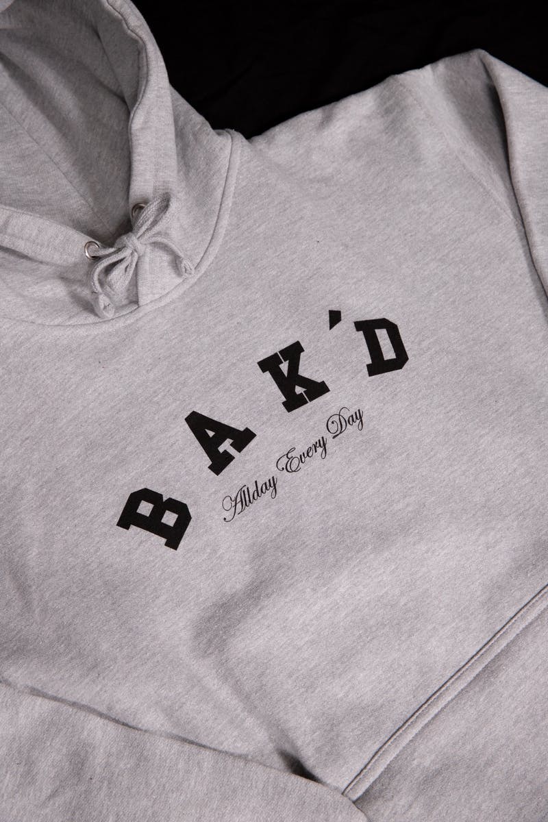 Bak'd Classic Pull Over Hoodie w/ Pocket (Gray/Black) - image 2