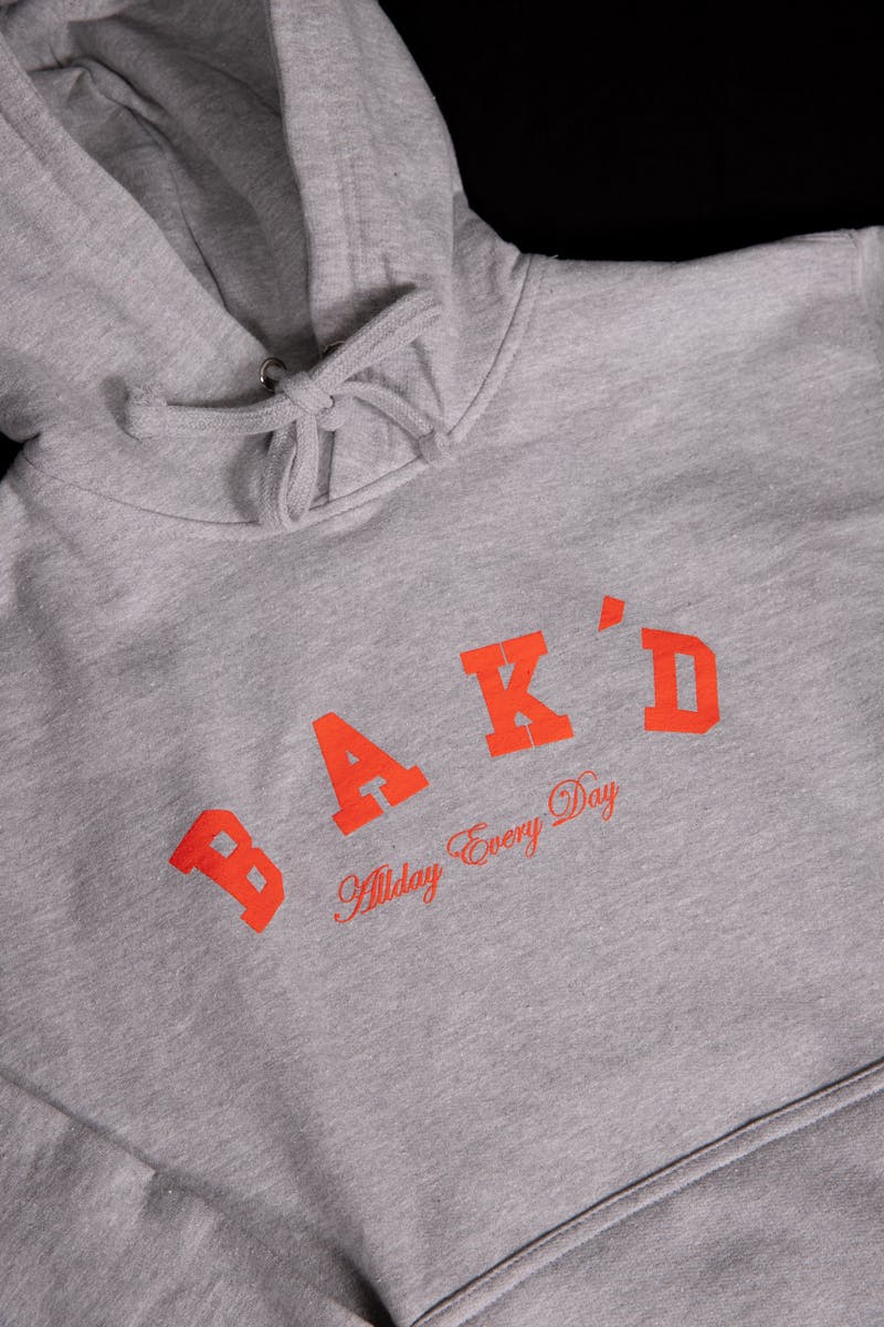 Bak'd Classic Pull Over Hoodie w/ Pocket (Gray/Orange) - image 1