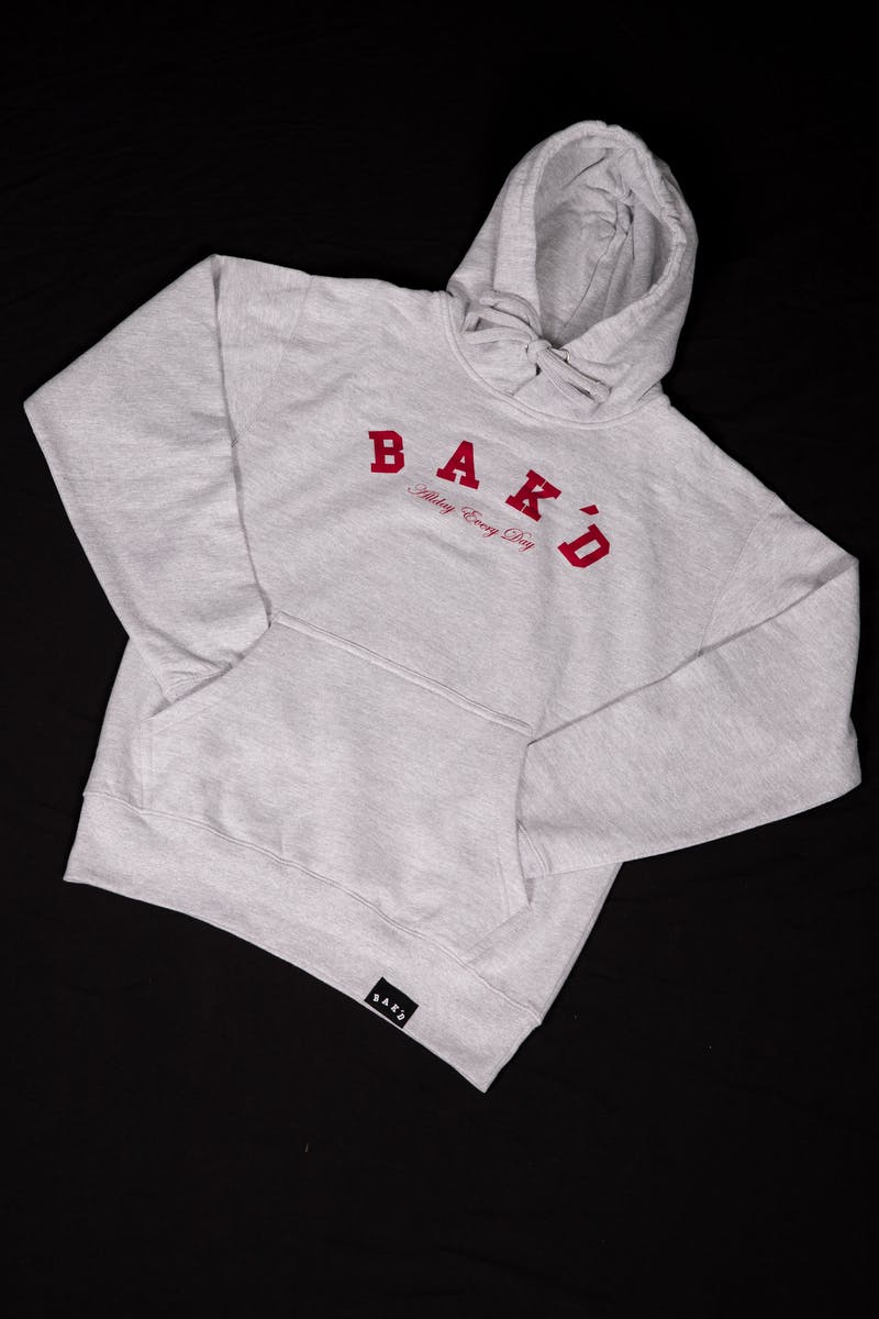 Bak'd Classic Pull Over Hoodie w/ Pocket (Gray/Crimson) - image 1