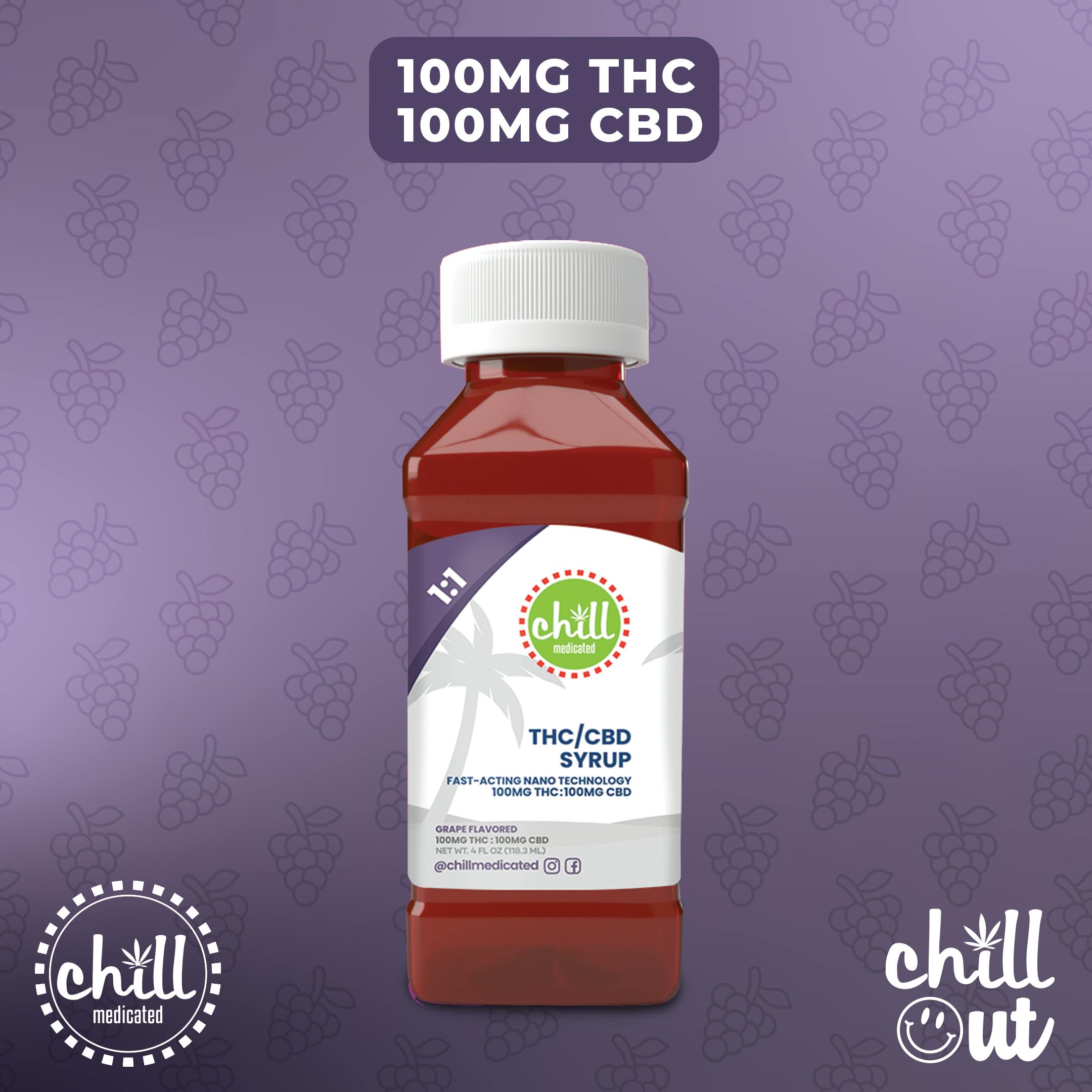Grape | 100mg THC : 100mg CBD Syrup | Chll Medicated | MED - image 1