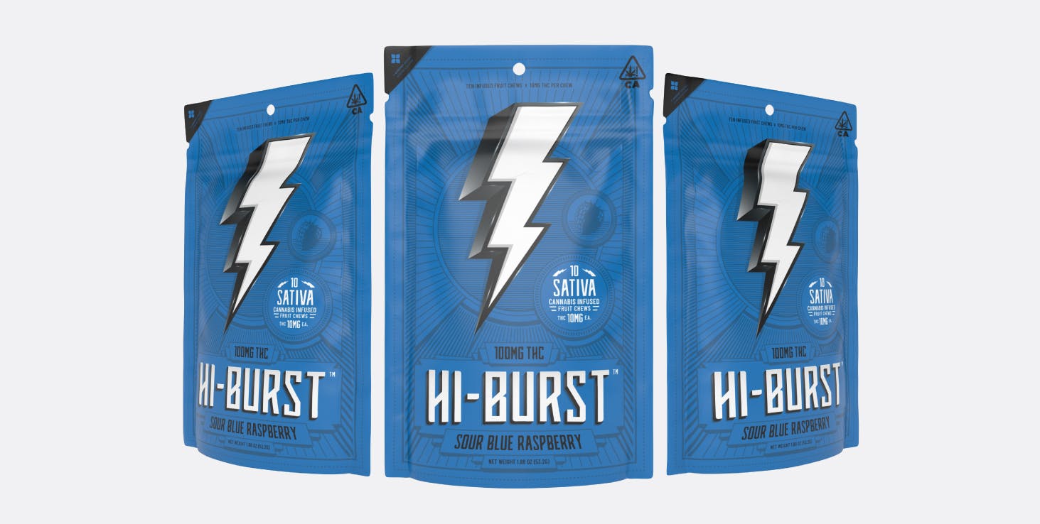 Blue Raspberry Sativa Fruit Chews 100mg Bag - image 1