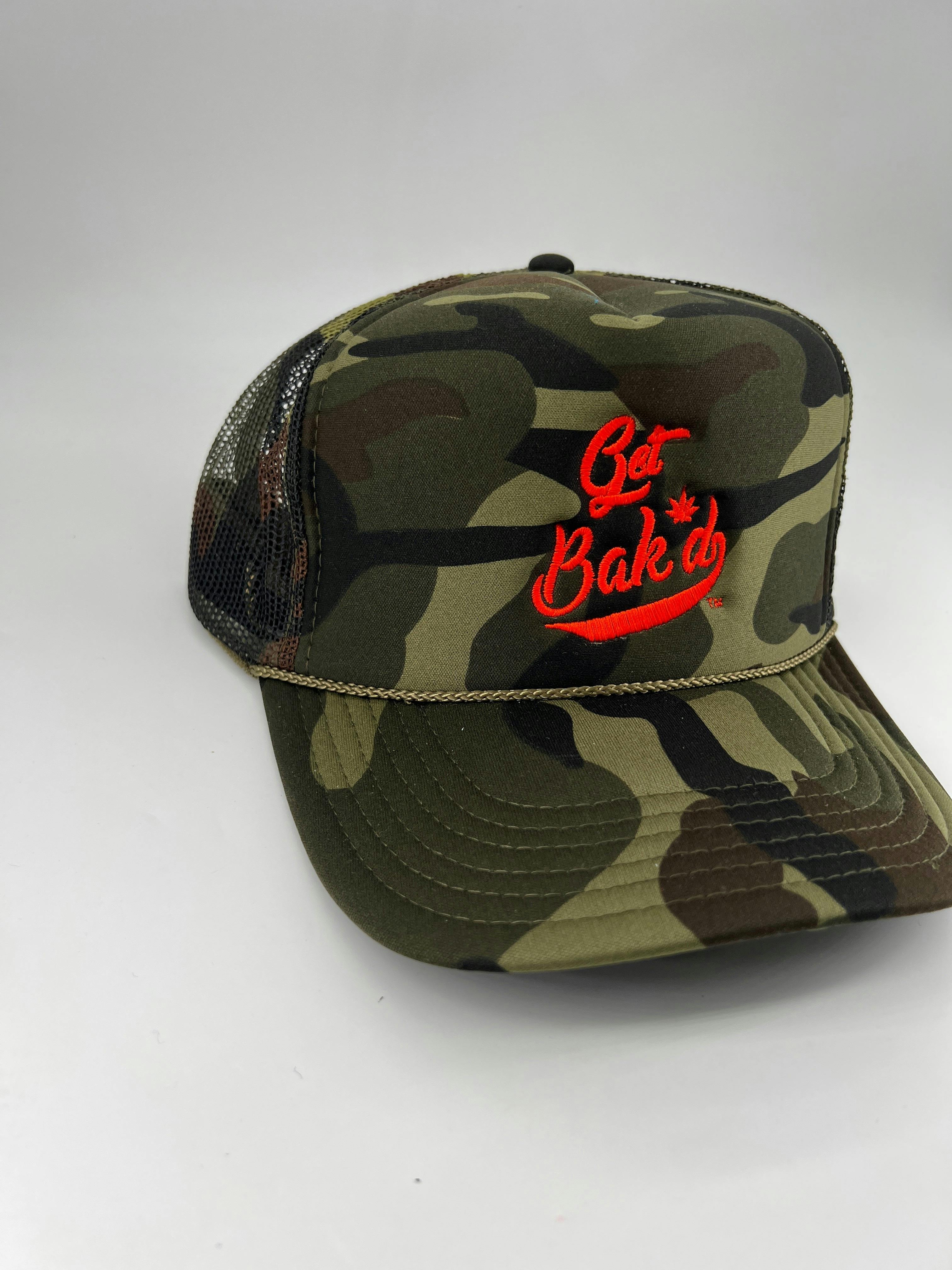 Get Bak'd Spirit Mesh Trucker Snapback Hat (Camo/Orange) - image 3