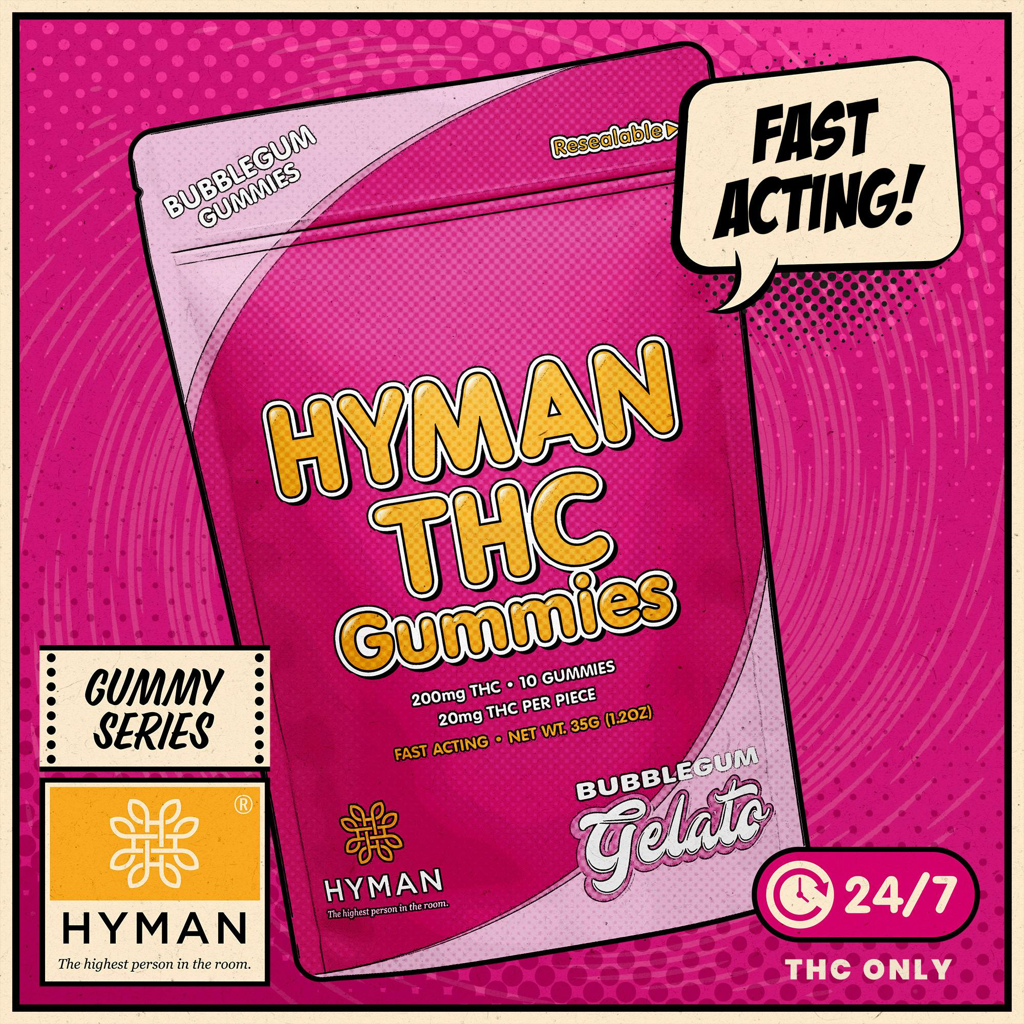 BubbleGum Gelato | ALL DAY • Fast Acting 200mg Gummies | HYMAN | MED - image 1