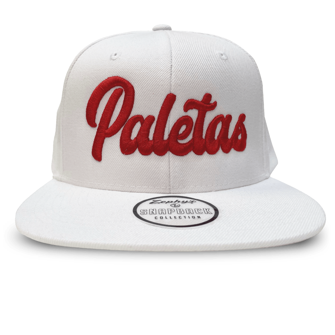 Paletas: White- Snapback Hat ( Red Wordmark/Red & Gold Popsicle Logo) - image 1