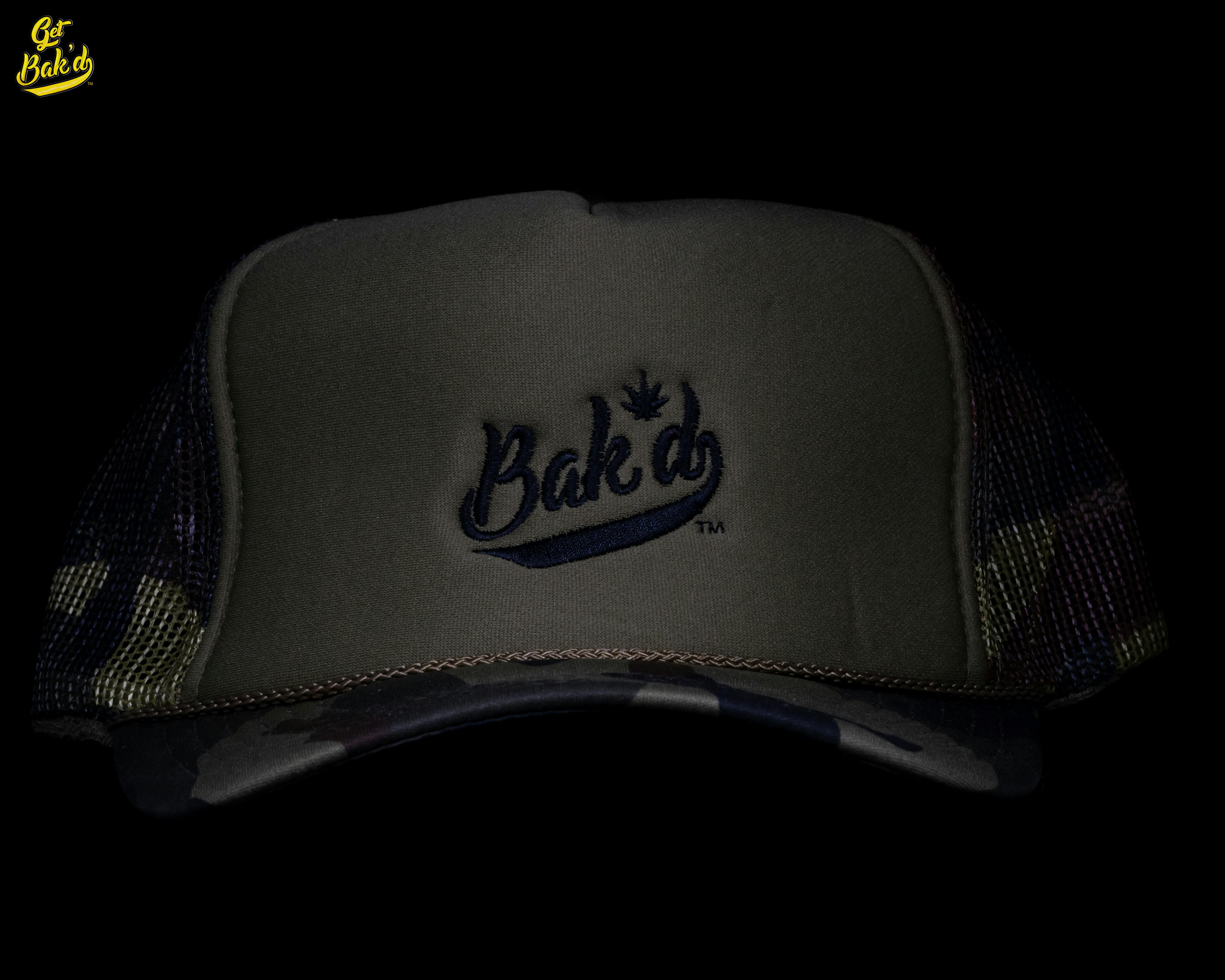 Bak'd Spirit Mesh Trucker Snapback Hat (Camo/Black) - image 1