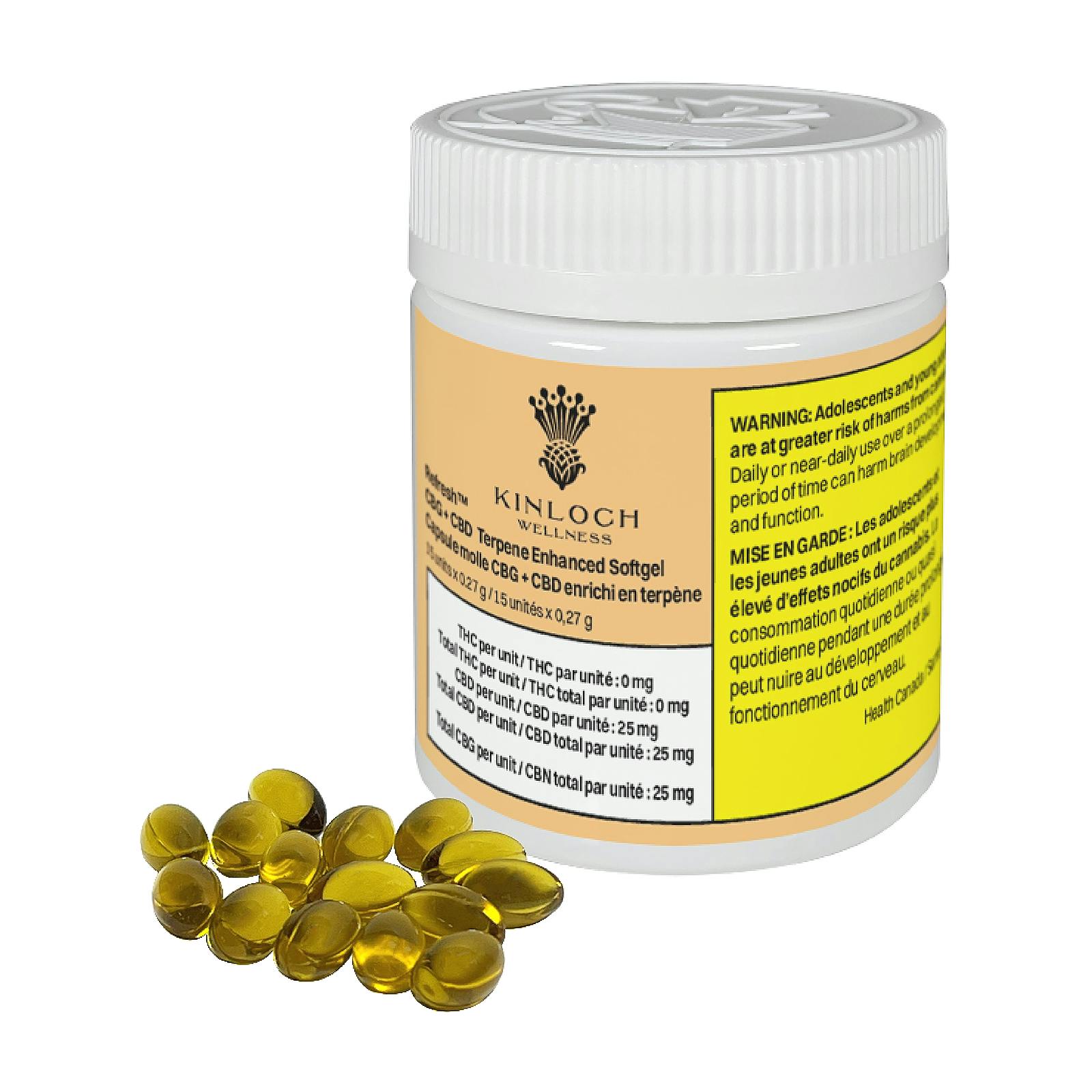 Refresh™ CBG/CBD Terpene Enhanced Softgel 30-Pack (25mg CBG/25mg CBD each) - image 1