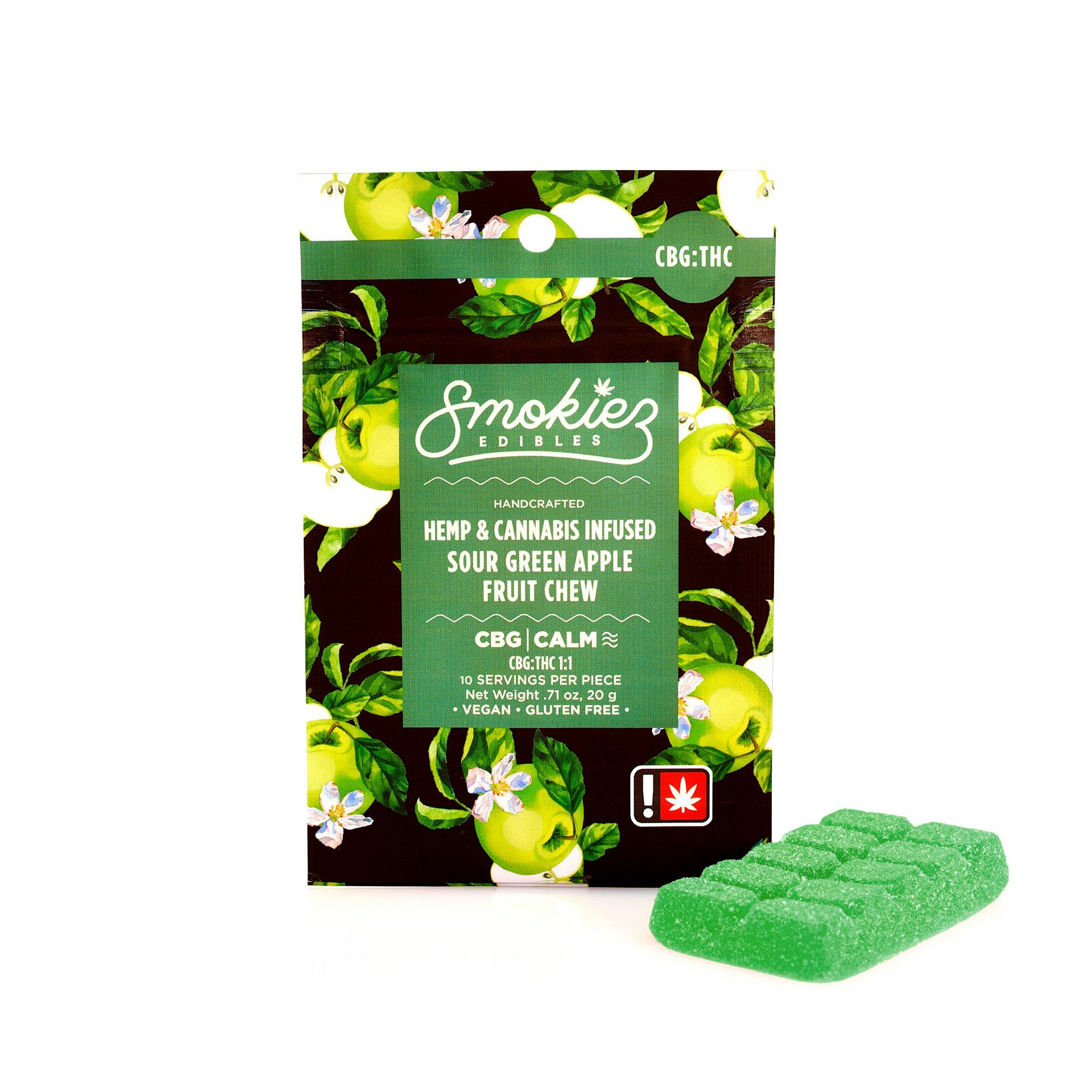 Sour Green Apple 100mg CBG : 100mg THC Scored Single Piece Fruit Chew - image 1