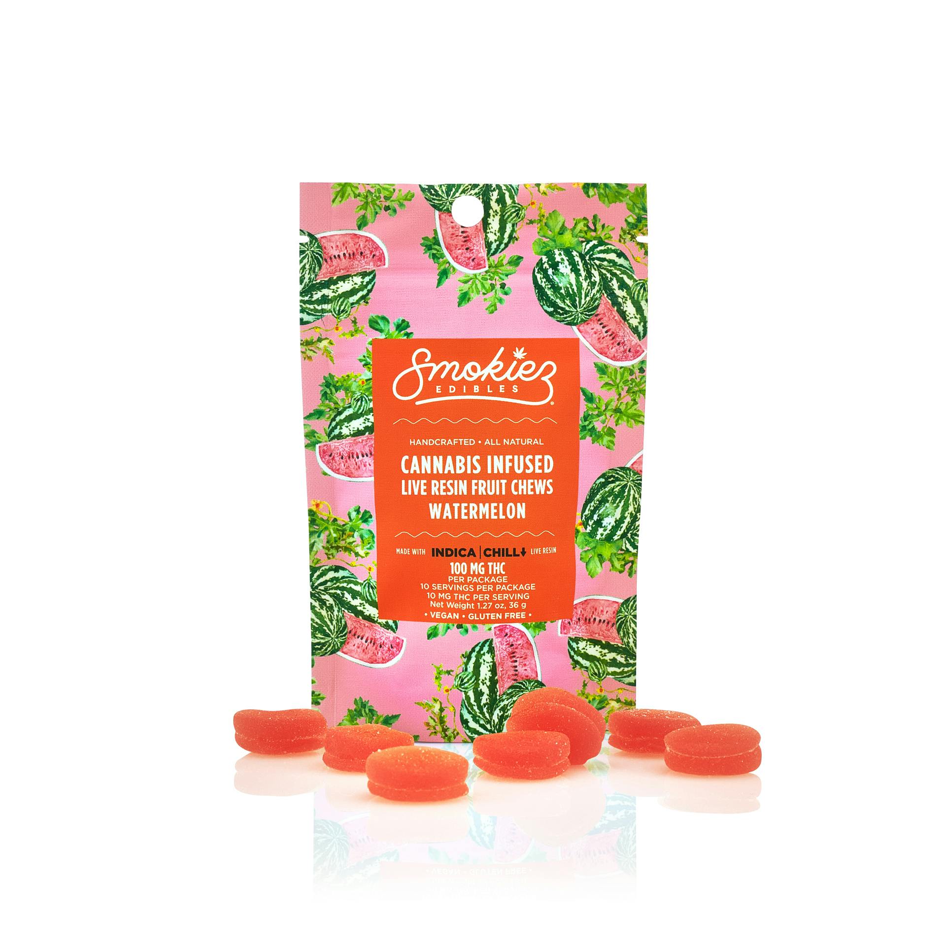Watermelon Indica 100mg Live Resin Fruit Chews - AZ - image 1