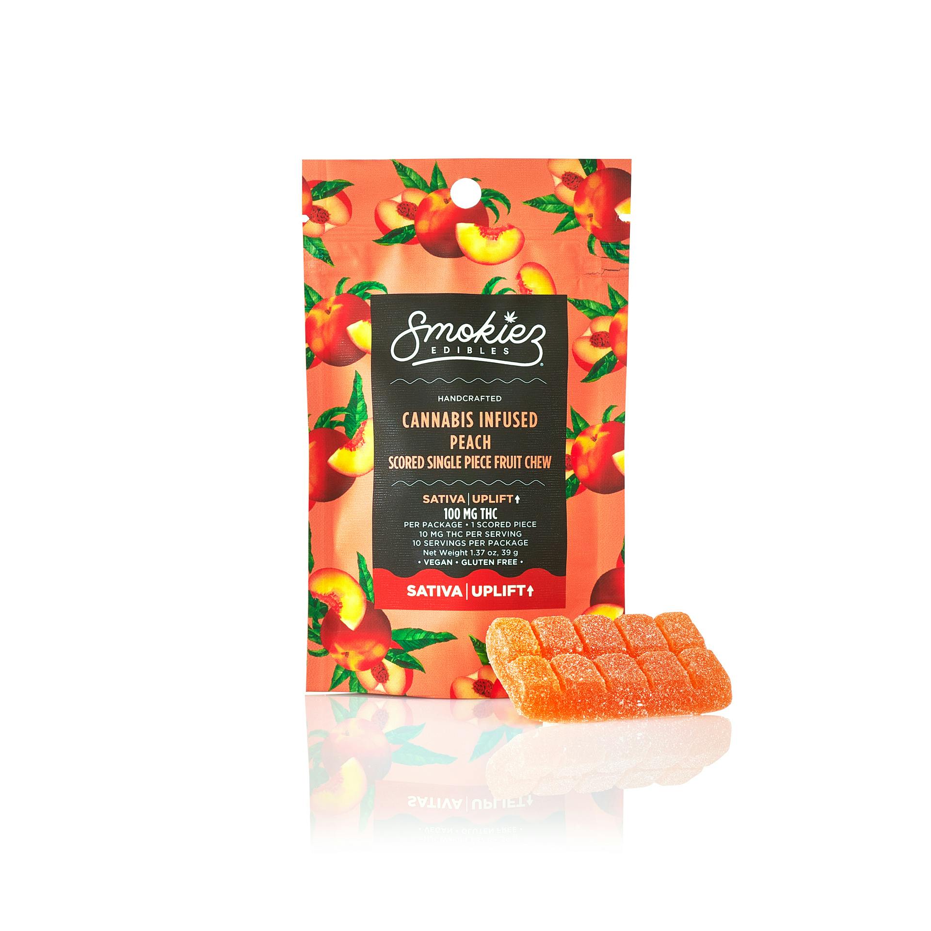 Sativa Peach 100mg THC Fruit Chews - Scored Single Piece - AZ - image 1