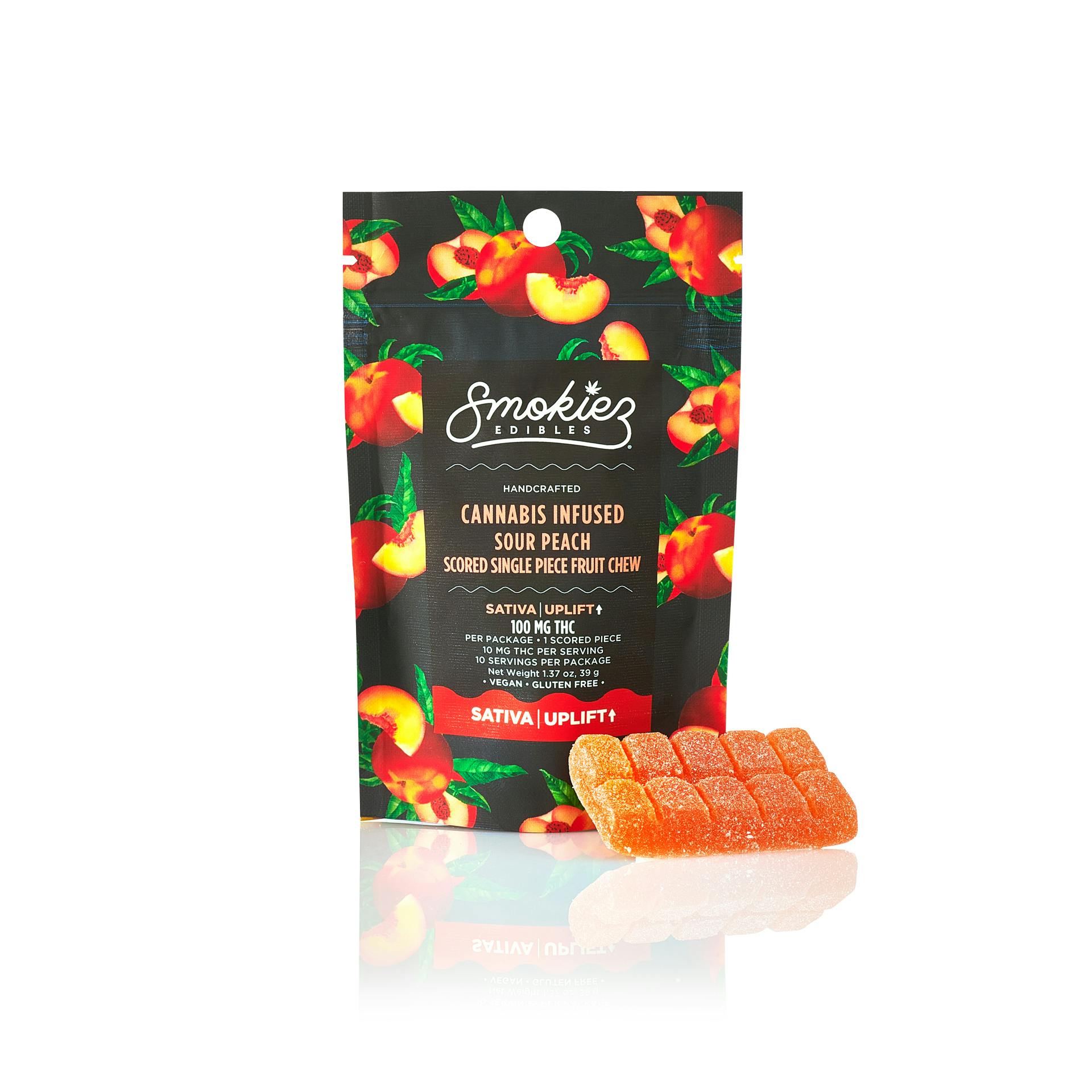 Sativa Sour Peach 100mg THC Fruit Chews - Scored Single Piece - AZ - image 1