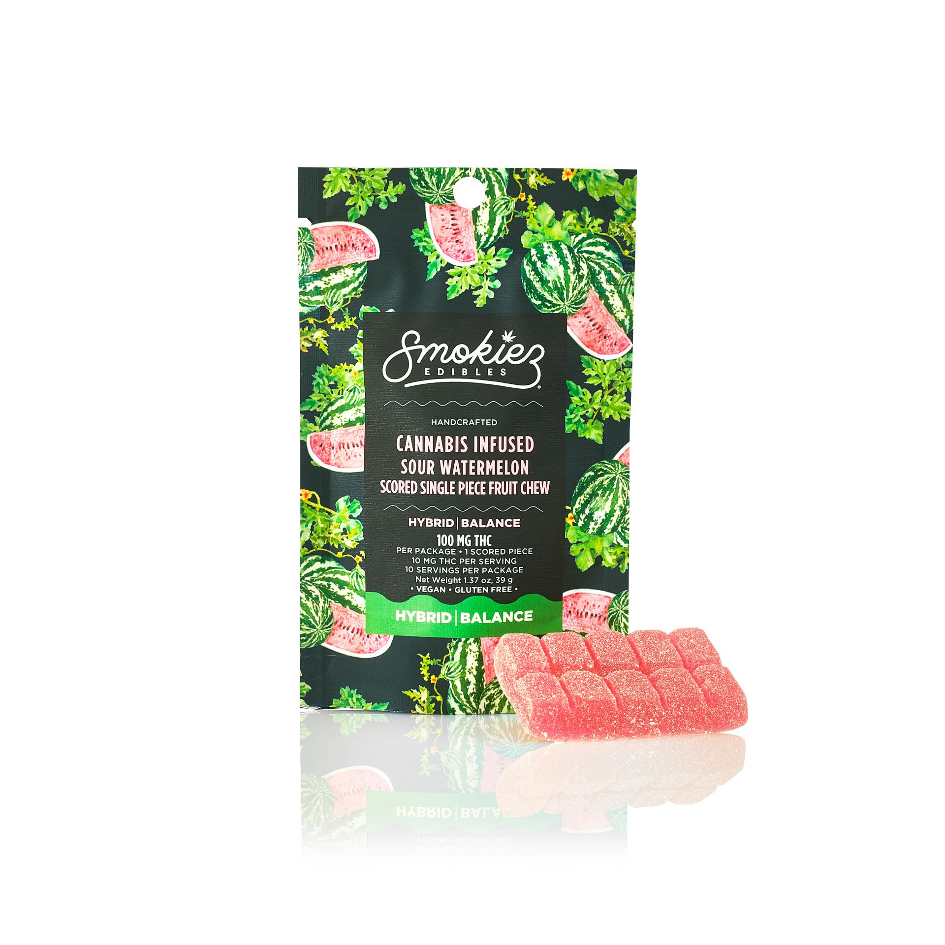 Hybrid Sour Watermelon 100mg THC Fruit Chews - Scored Single Piece - AZ - image 1