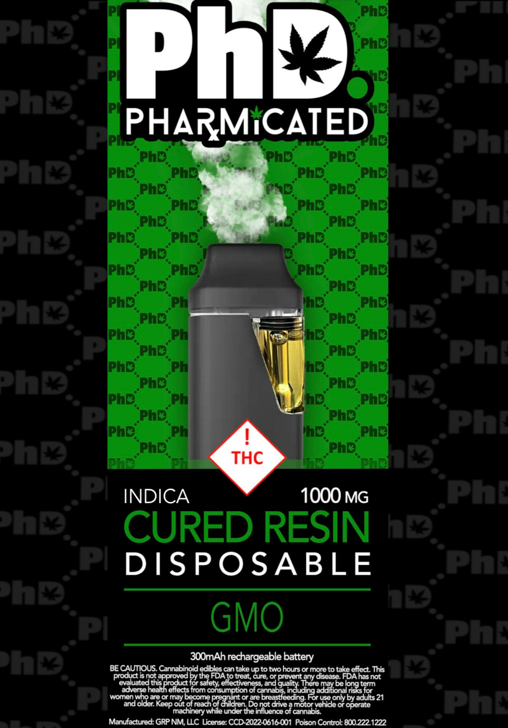 PhD Disposable Cured Resin Vape Cart - GMO (I) - image 1