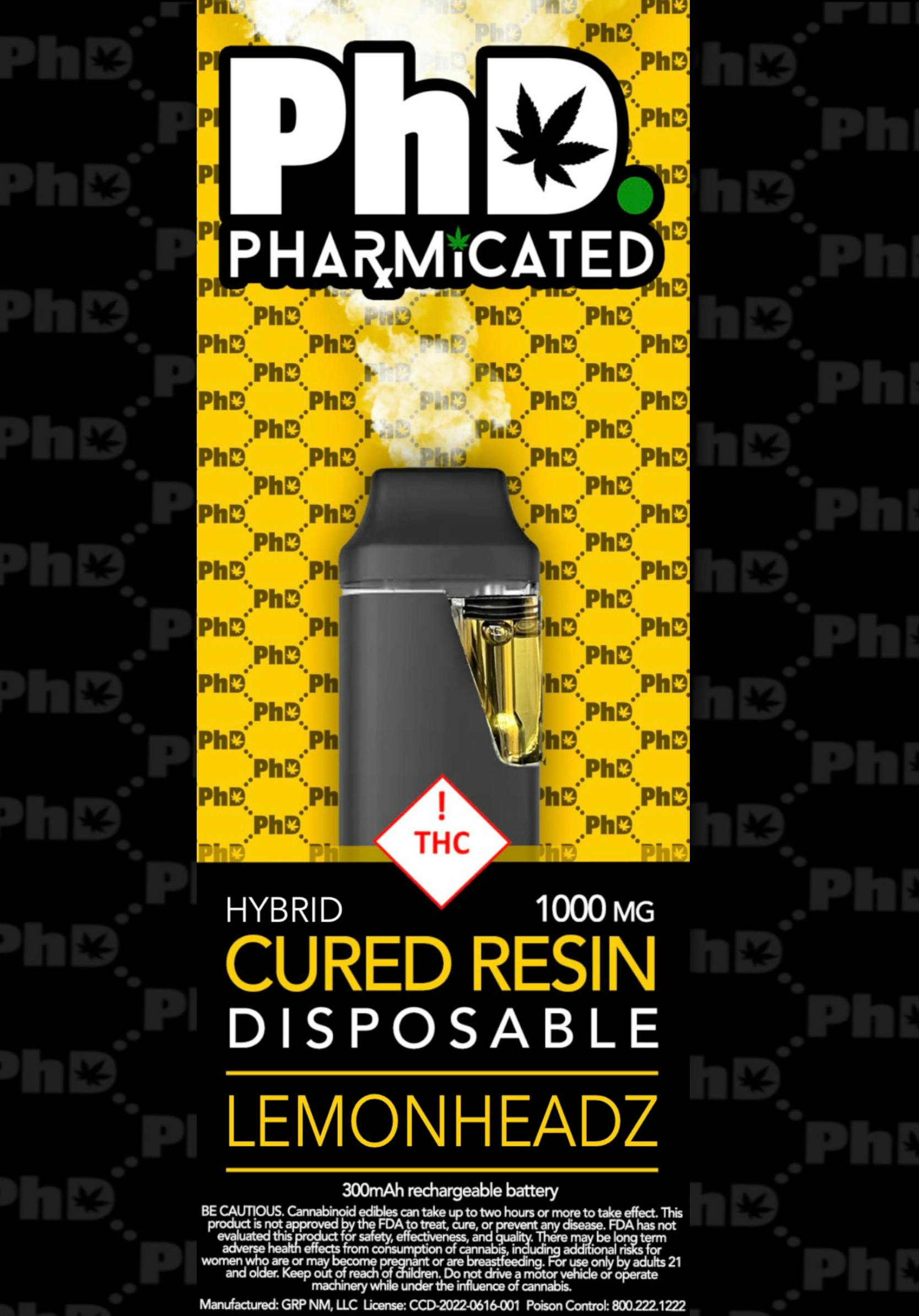 PhD Disposable Cured Resin Vape Cart - Lemonheadz (I) - image 1