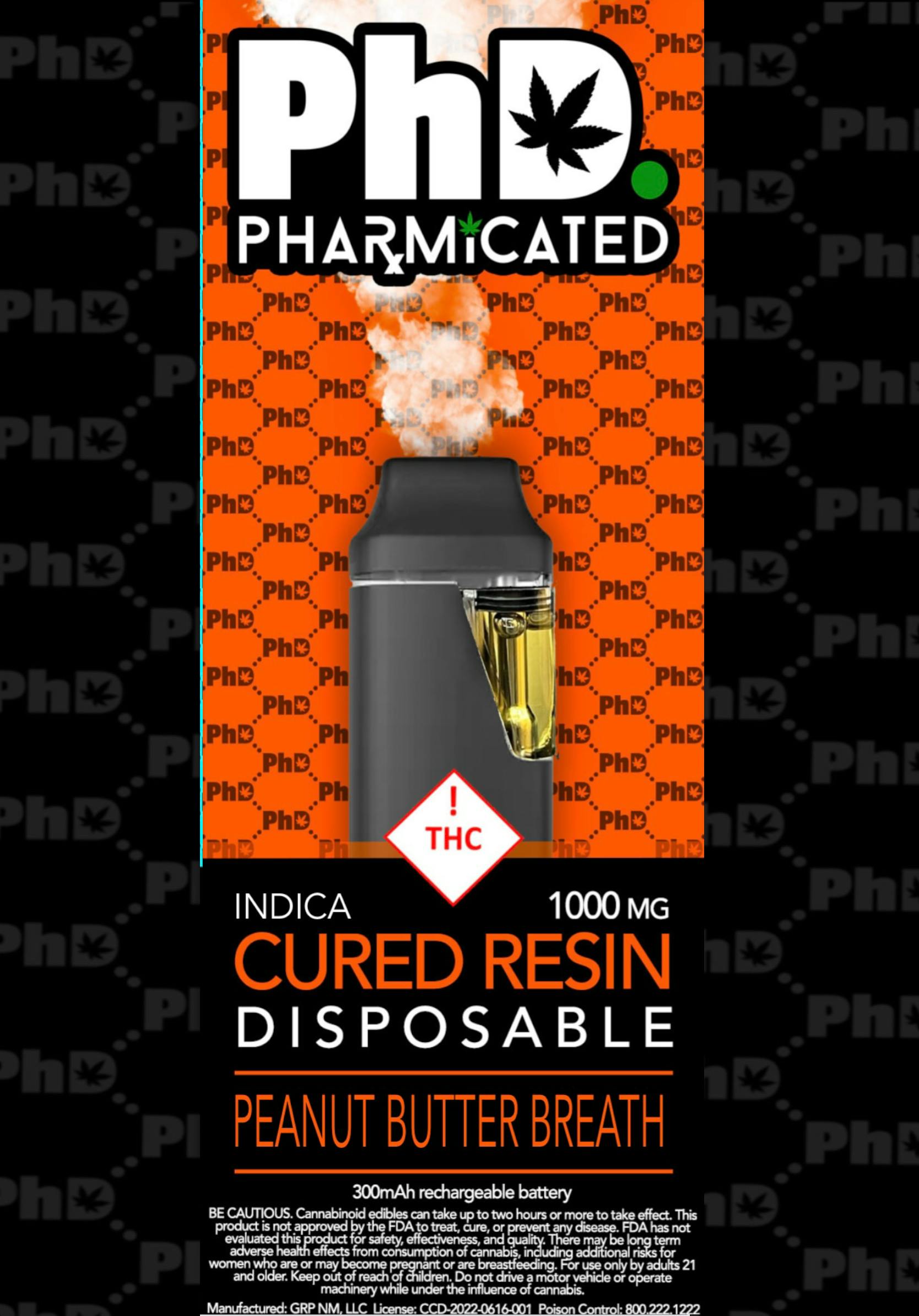 PhD Disposable Cured Resin Vape Cart - Peanut Butter Breath (H) - image 1