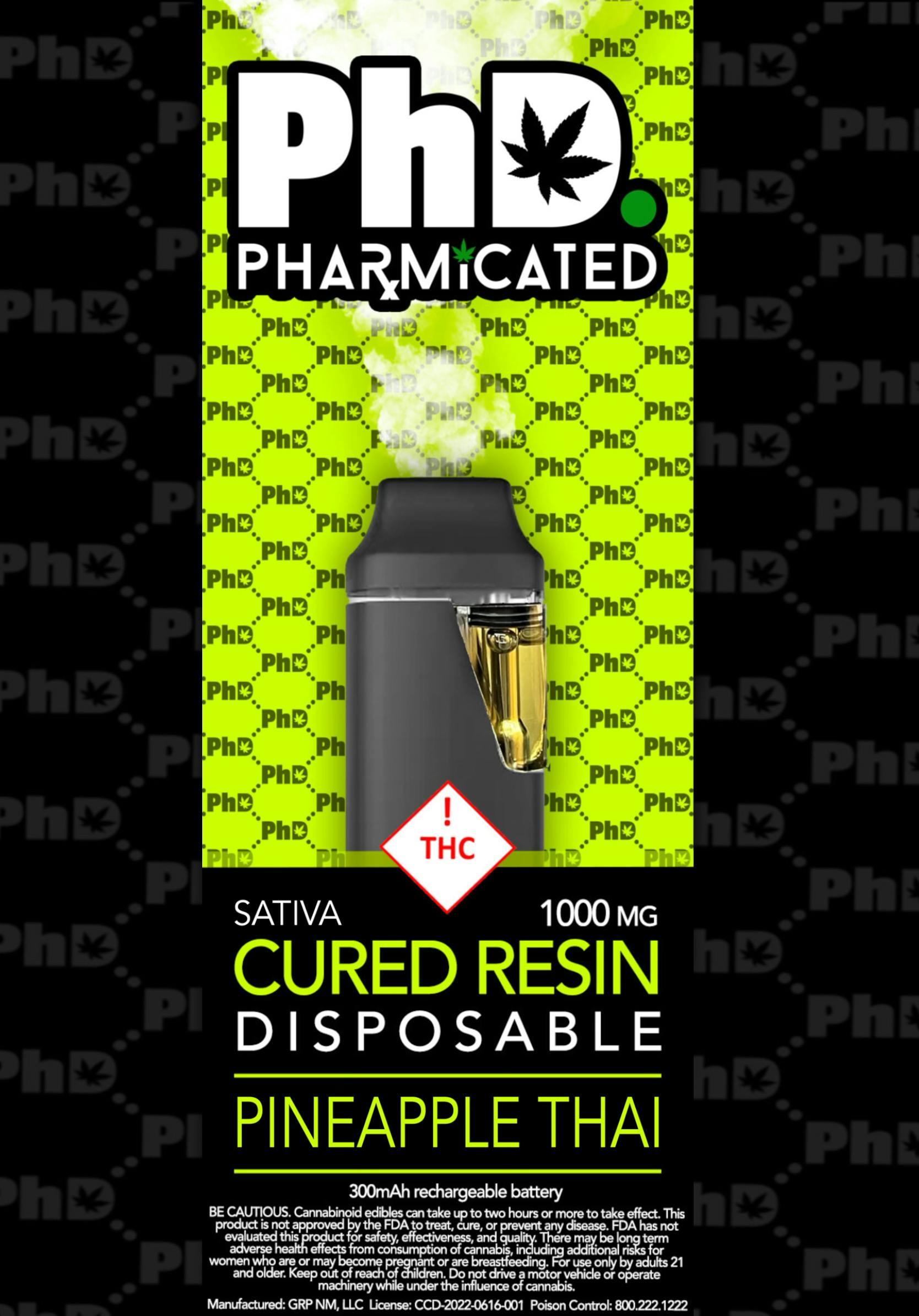 PhD Disposable Cured Resin Vape Cart - Pineapple Thai (S) - image 1