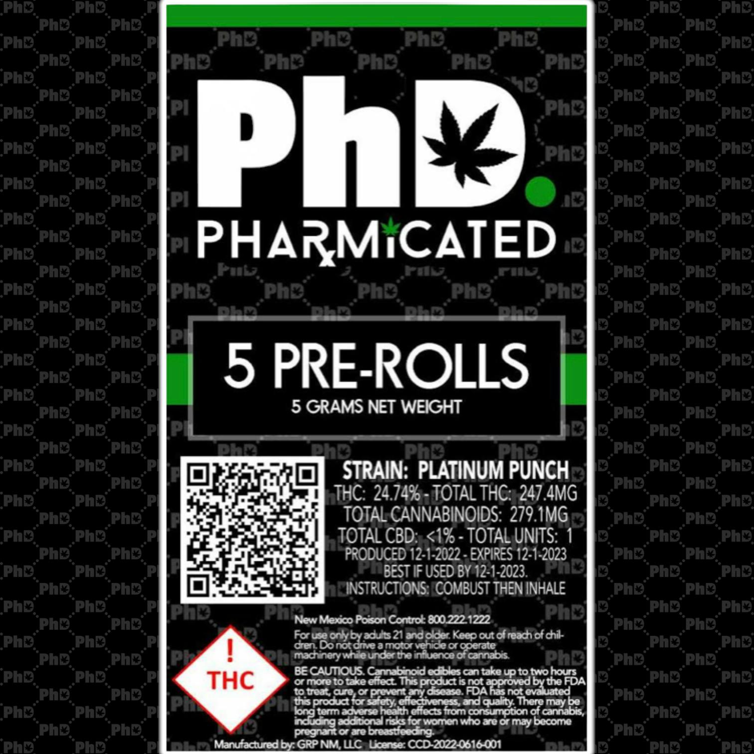 PhD 5-1g Pre-Roll Box - Platinum Punch (I) - image 1