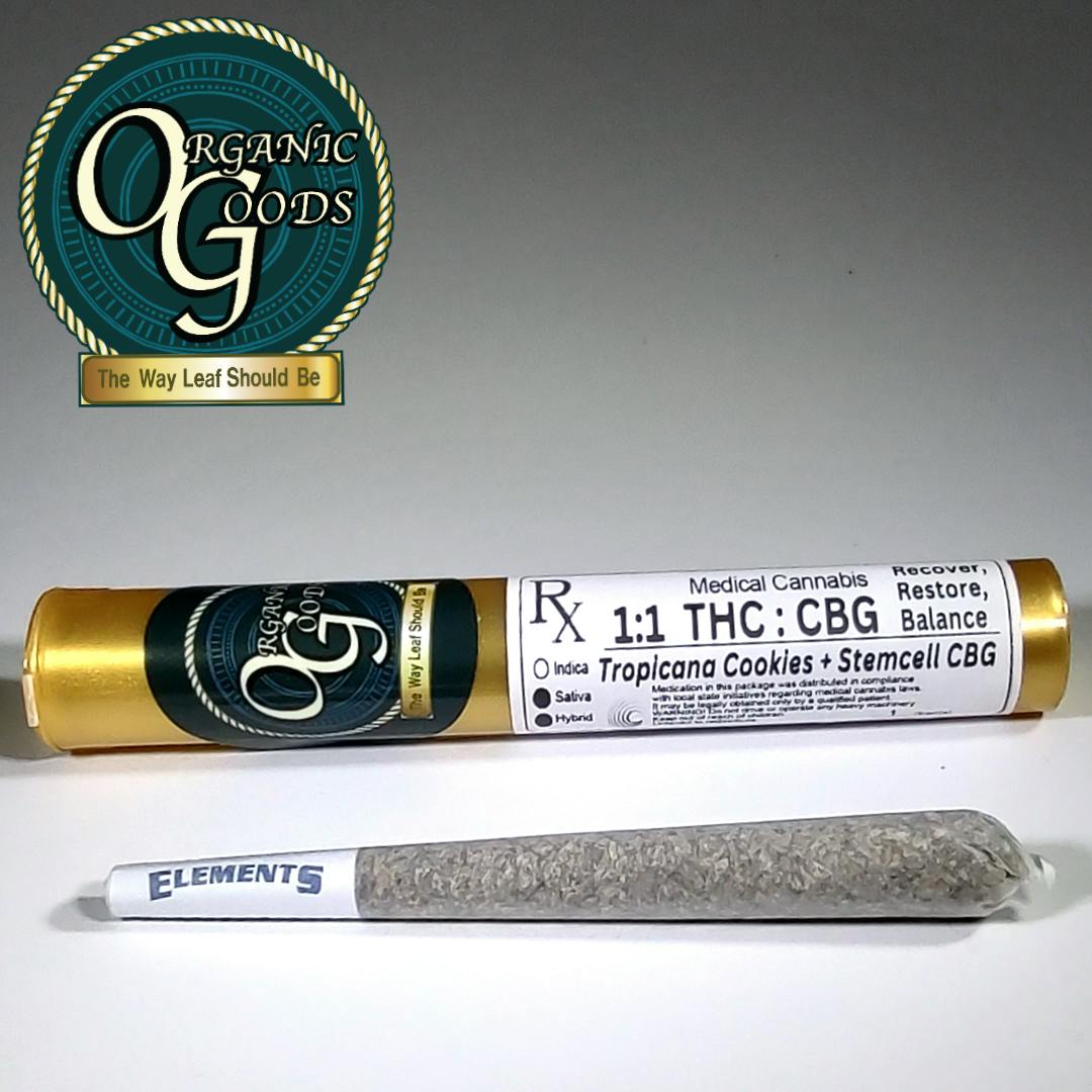 Organic Goods 1:1 THC : CBG Pre-Roll Tropicana Cookies x Stemcell CBG 1 G - image 1