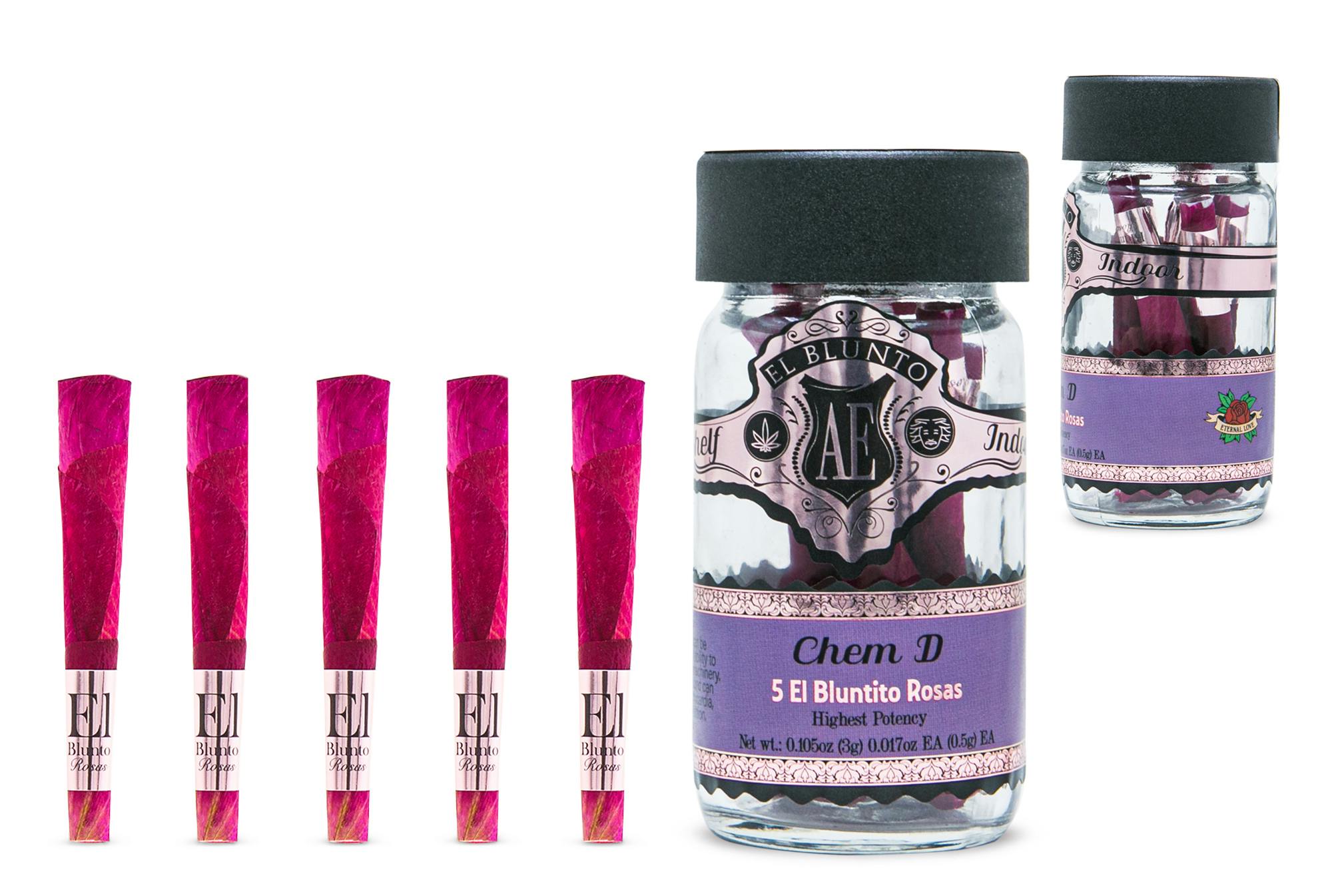 El Bluntito 5-Pack Rosas - Chem D - 5 x 0.5G [Mini Rose Joints] - image 1