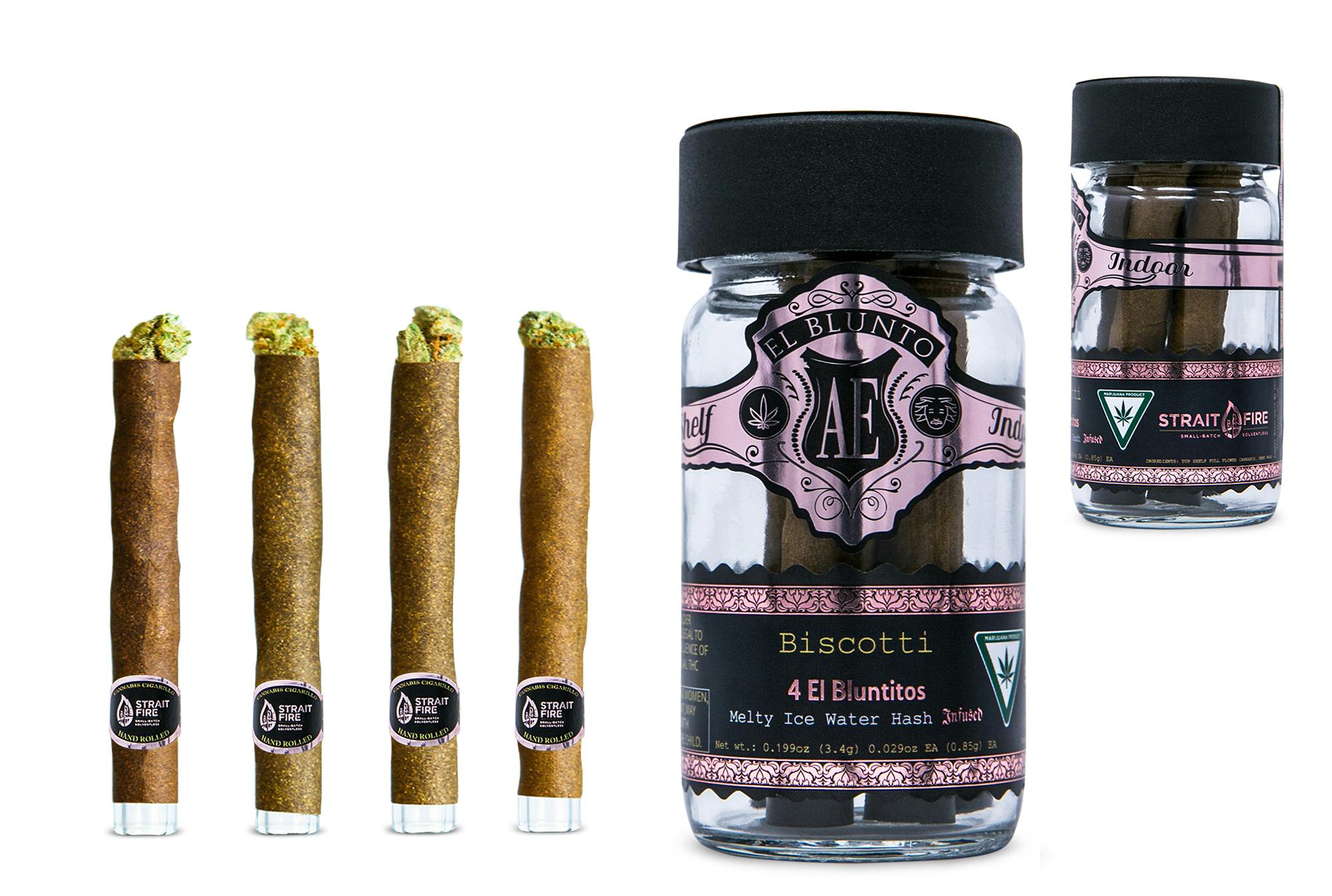 El Bluntito 4pk x Strait Fire - Hash - Biscotti - 4 x .85G [Mini Blunt] - image 1