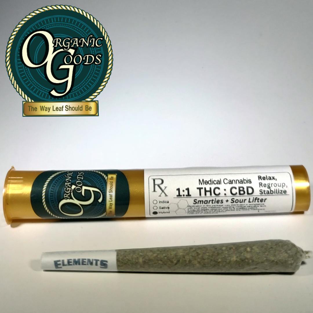Organic Goods 1:1 THC : CBD Pre-Roll Smarties x Sour Lifter CBD 1 G - image 1