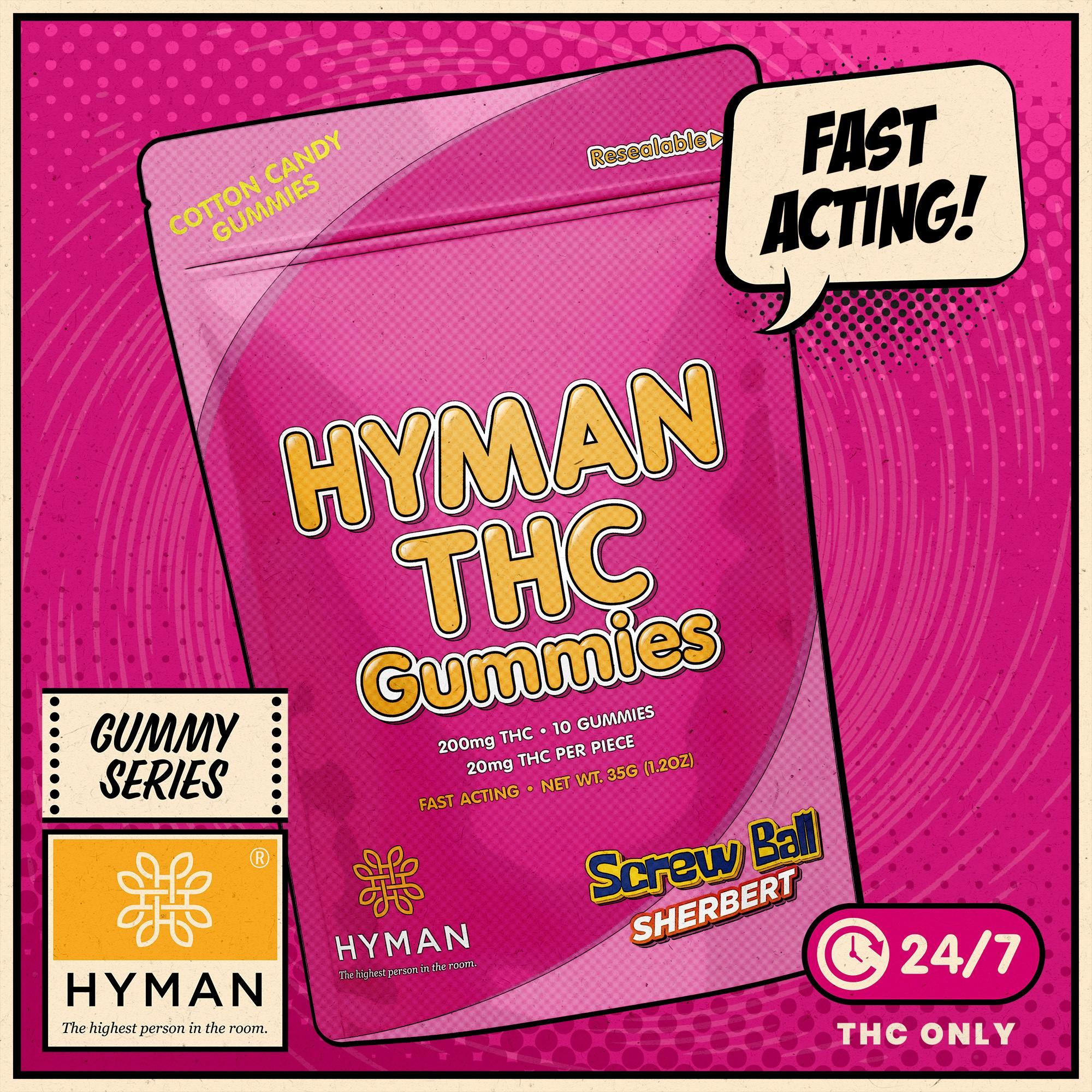Screw Ball Sherbert | ALL DAY • Fast Acting 200mg Gummies | HYMAN | MED - image 1