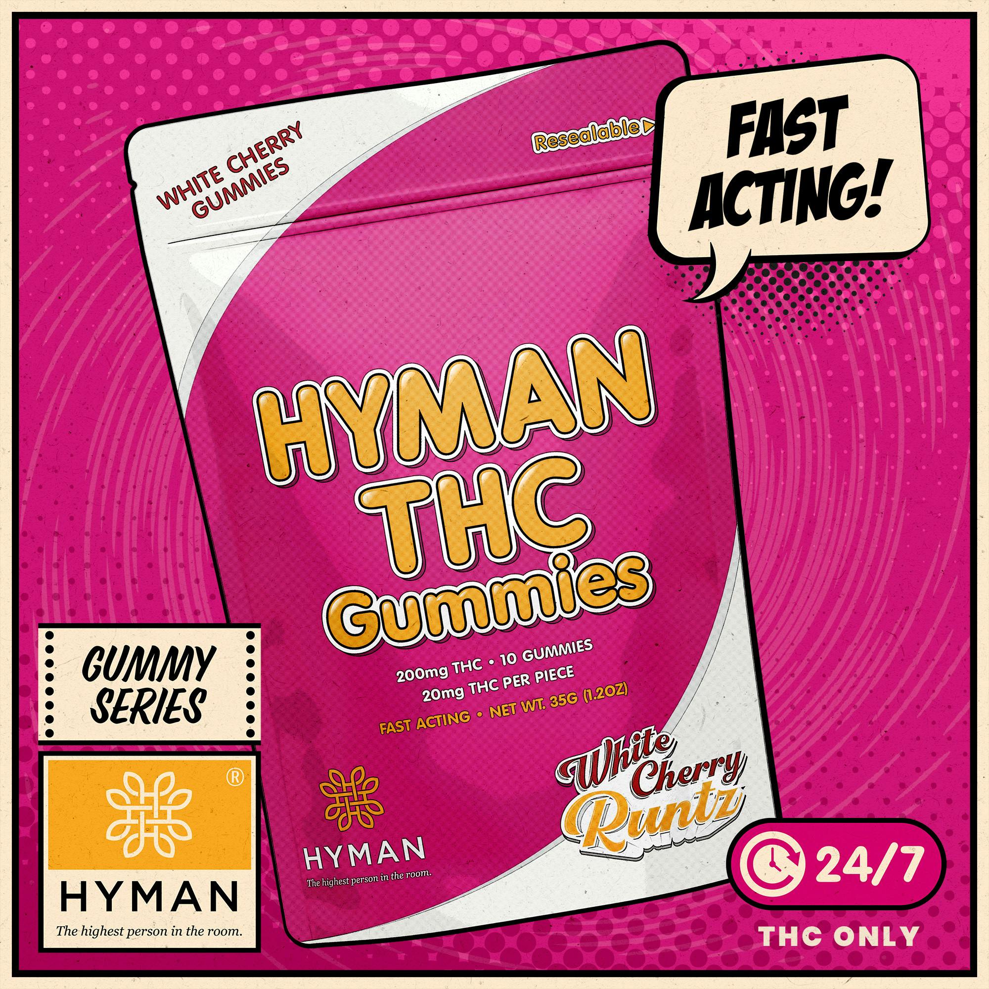 White Cherry Runtz | ALL DAY • Fast Acting 200mg Gummies | HYMAN | MED - image 1