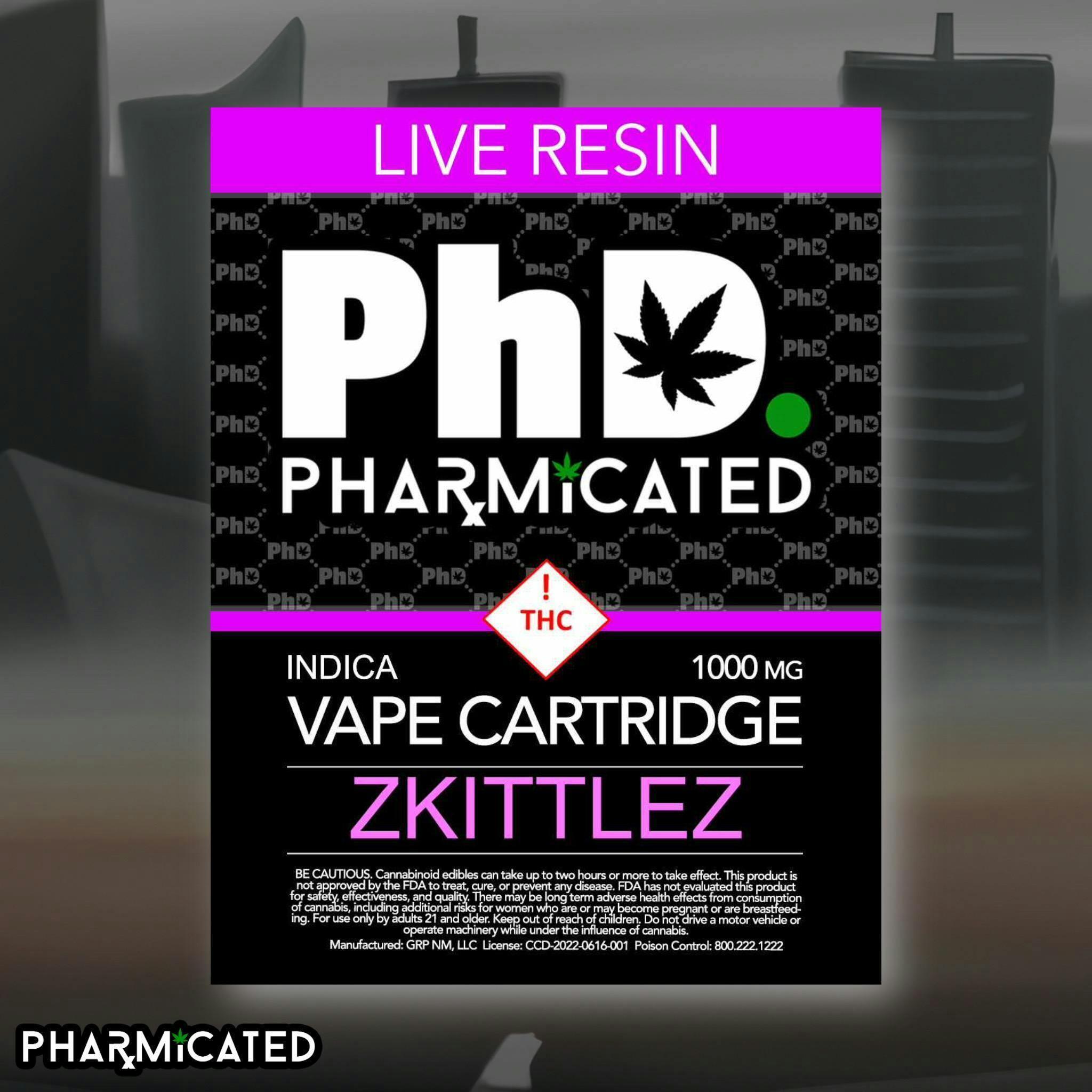 PhD 510 Thread Resin Vape Cart - Zkittlez (I) - image 1