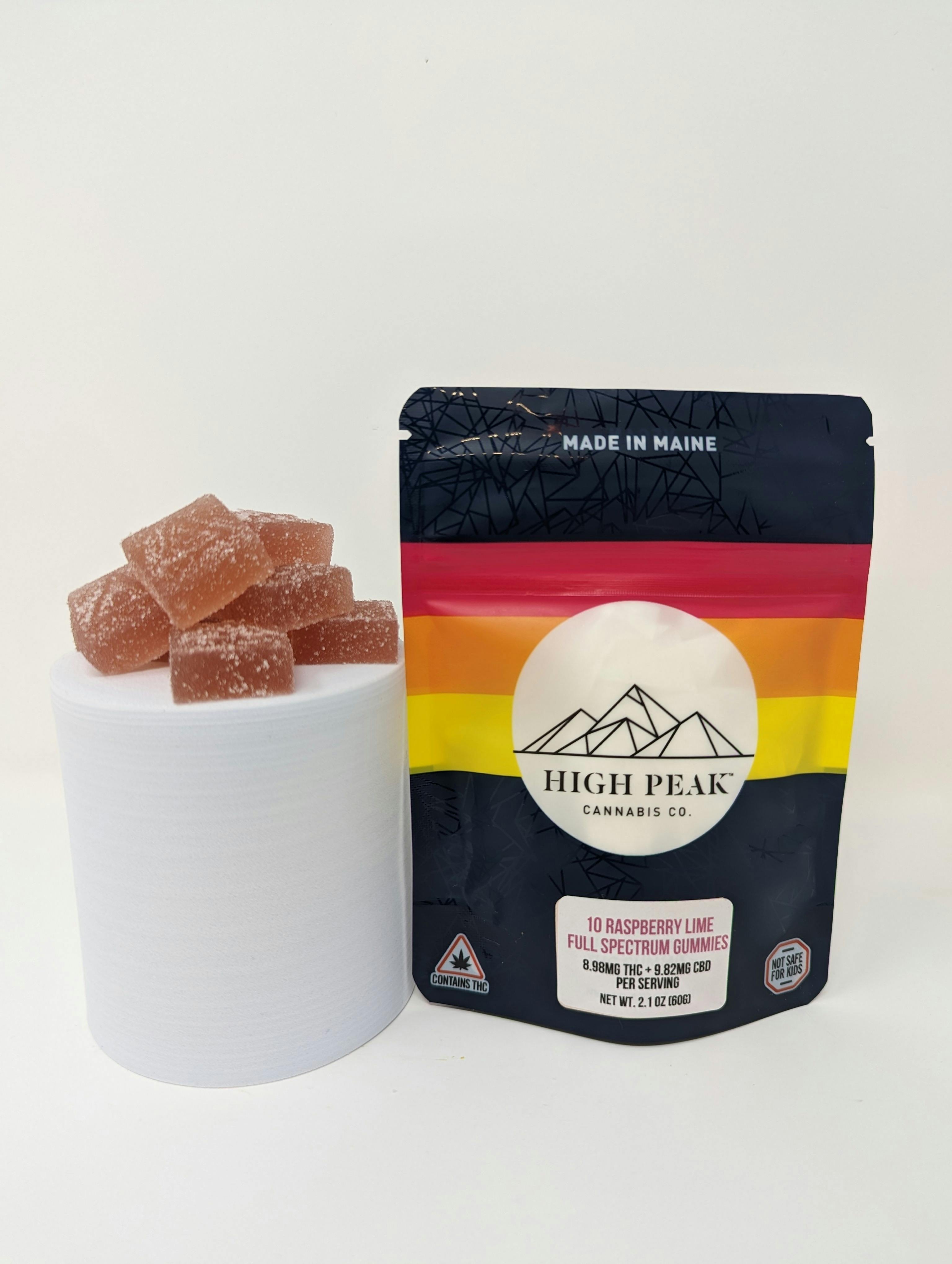High Peak Cannabis Co. | 1:1 Raspberry Lime Vegan Gummies (MED) - image 1