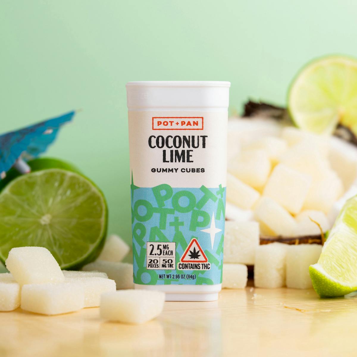 Pot + Pan | 1:1 | Coconut Lime Gummy Cubes | 20 pieces (2.5mg) - image 1