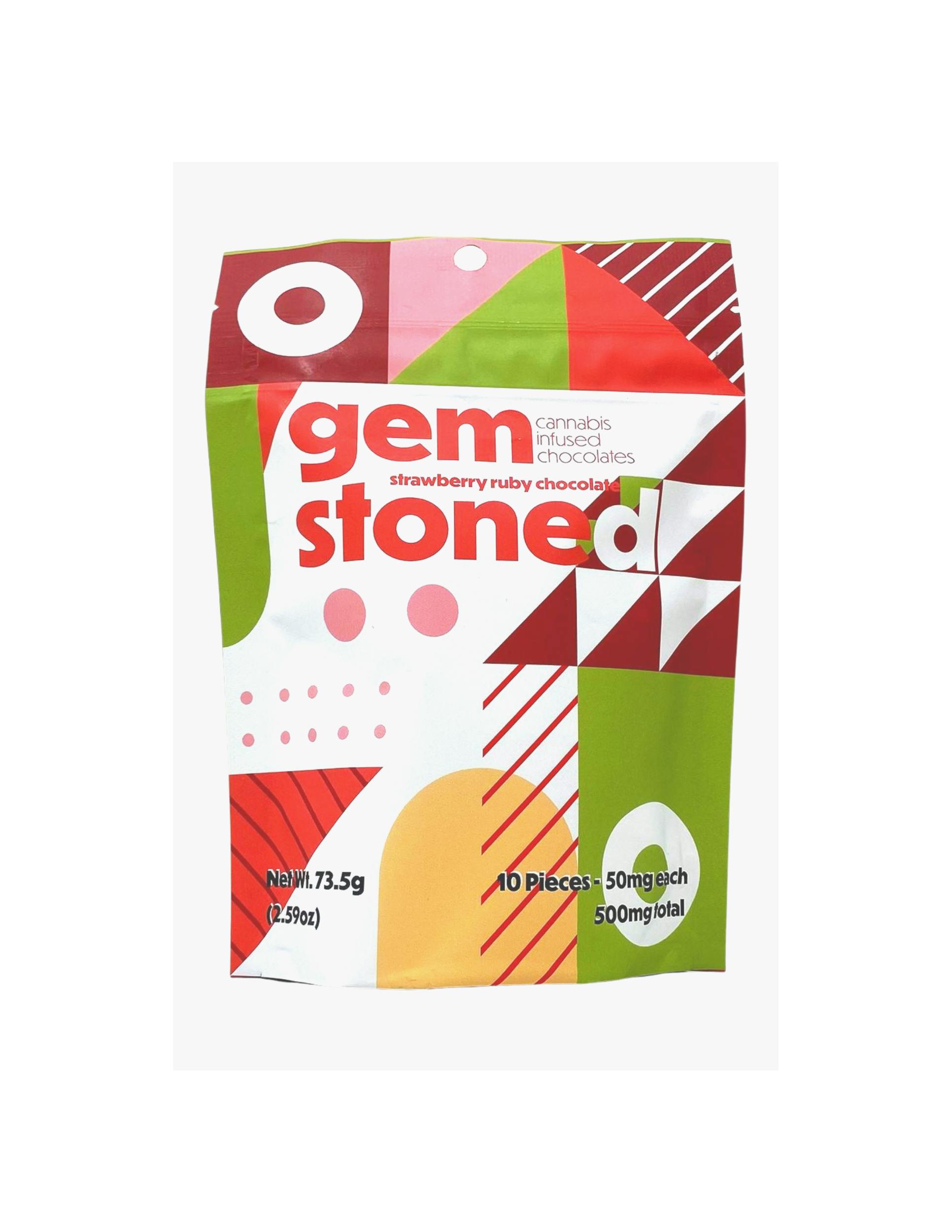 Gem Stoned Ruby Chocolate with Stawberries - 500mg - image 1