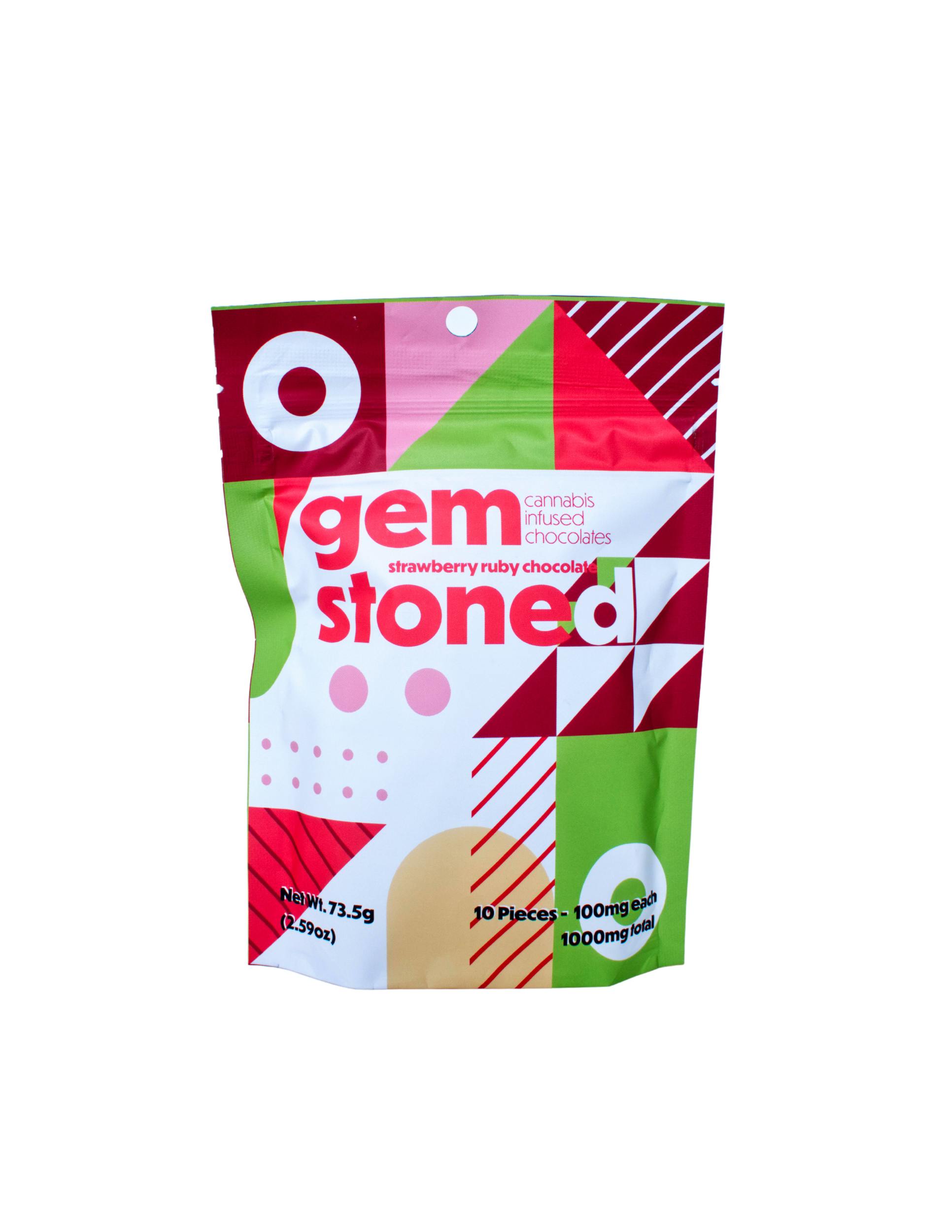 Gem Stoned Ruby Chocolate with Strawberries - 1000mg - image 1