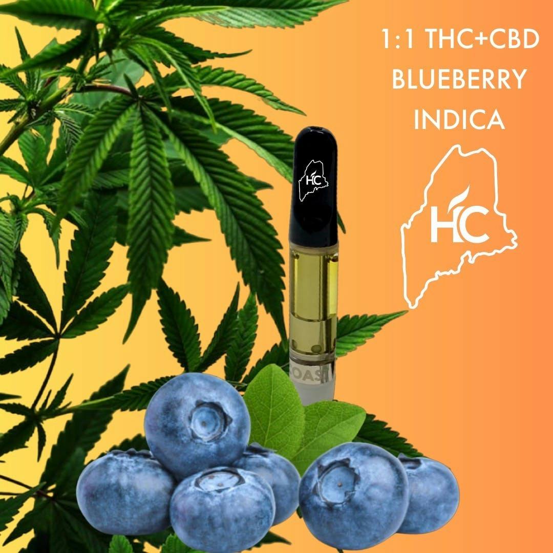 High Coast 1G 1:1 THC+CBD Cartridge - Blueberry (Indica) - image 1