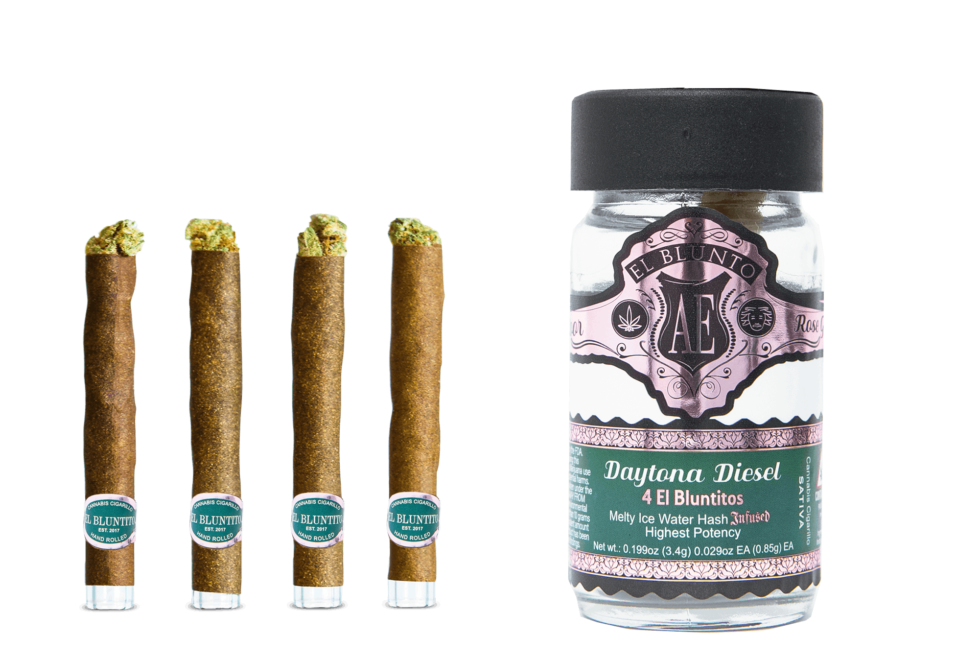 El Bluntito 4-Pack - Daytona Diesel - 4 x .85G - Hash Infused - image 1
