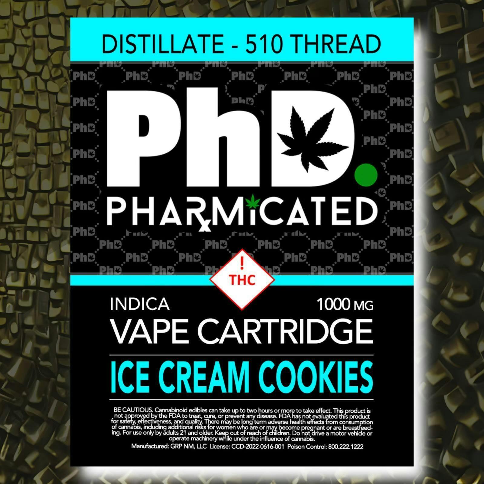 Pharmicated 510 Thread Vape Cart - 1000 mg - Ice Cream Cookies (I) - image 1