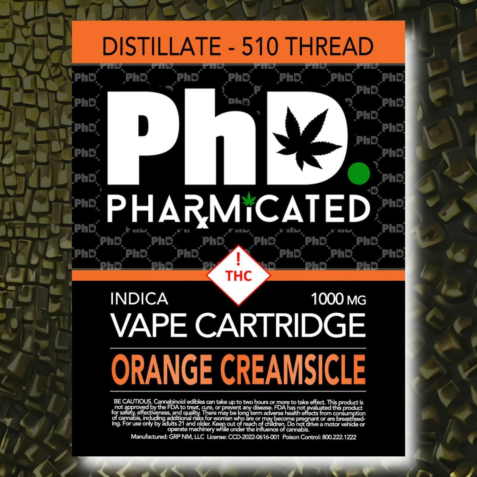 Pharmicated 510 Thread Vape Cart - 1000 mg - Orange Creamsicle (S) - image 1