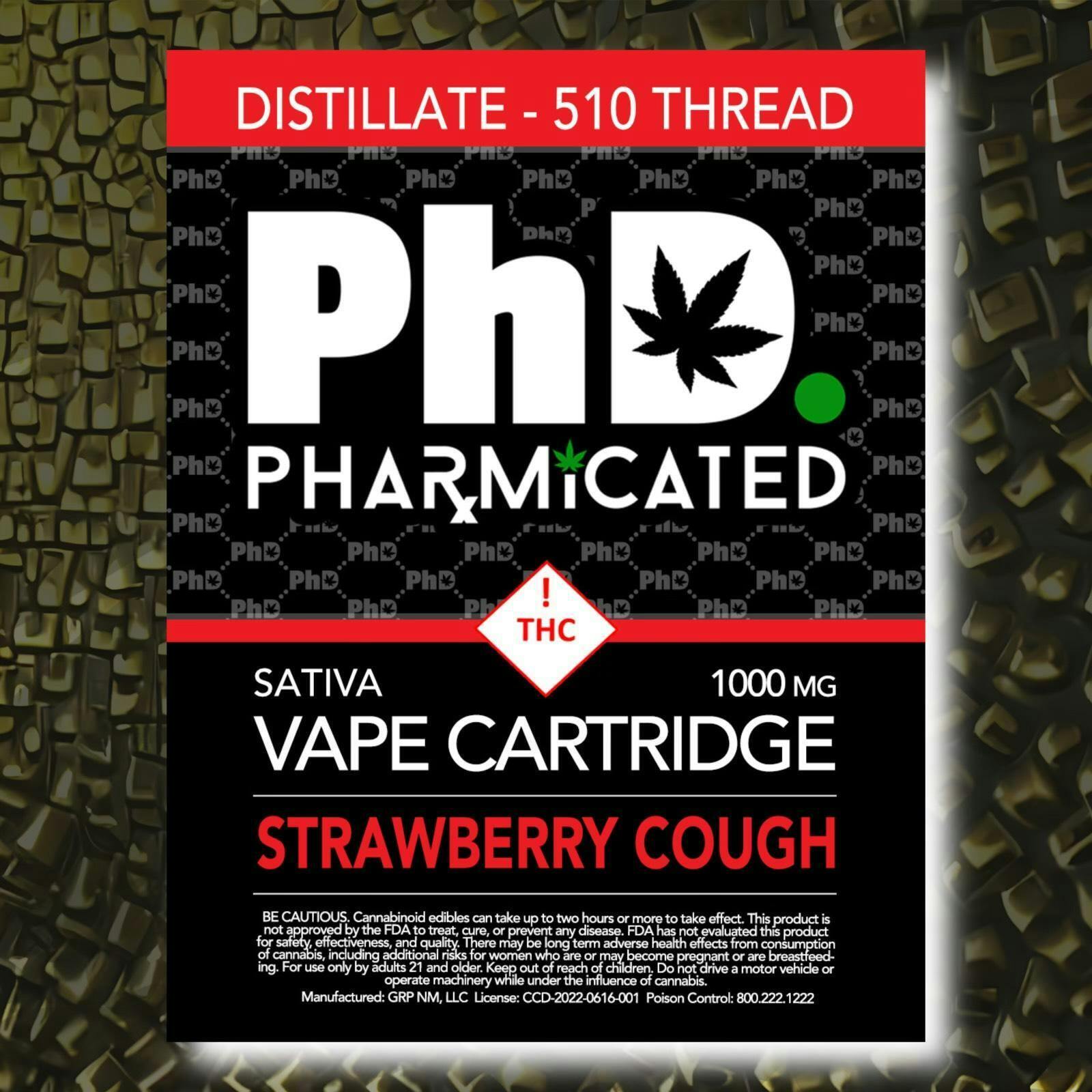 Pharmicated 510 Thread Vape Cart - 1000 mg - Strawberry Cough (S) - image 1