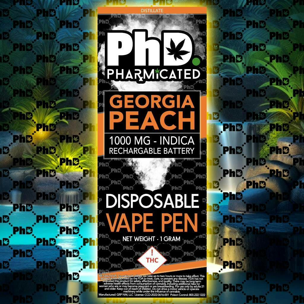 PhD Disposable D9 Vape Cart - 1000 mg - Georgia Peach (I) - image 1