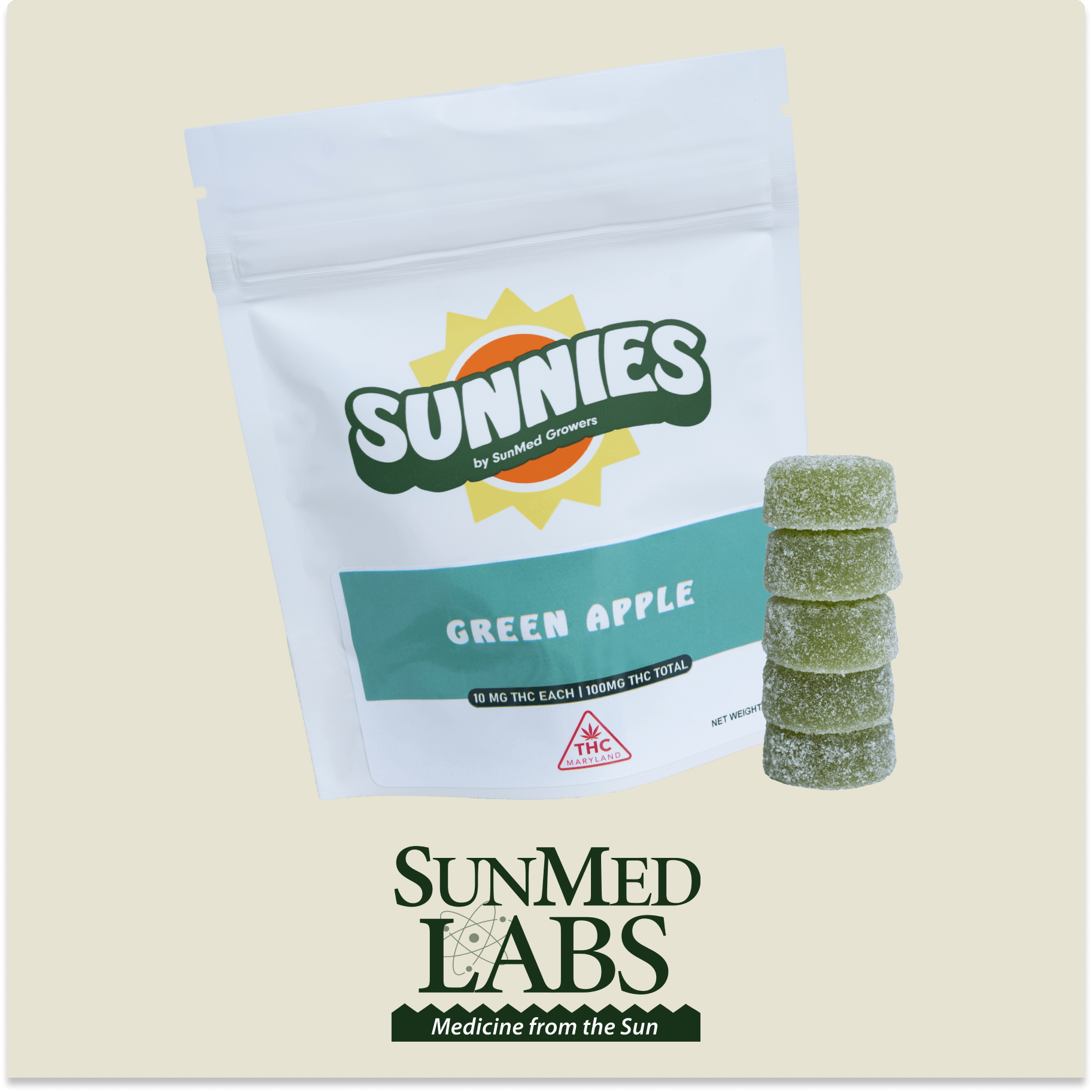 Green Apple Gummies Edible 100mg - image 2