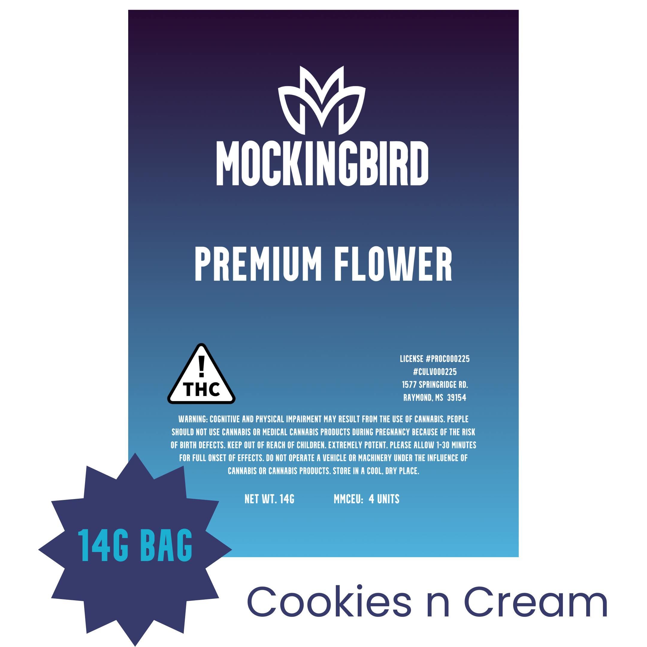 Mockingbird Premium Flower: Cookies n Cream 14g bag - image 1