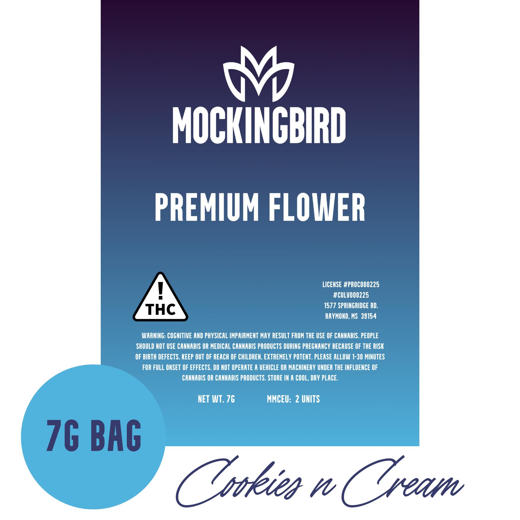 Mockingbird Premium Flower: Cookies n Cream 7g bag - image 1