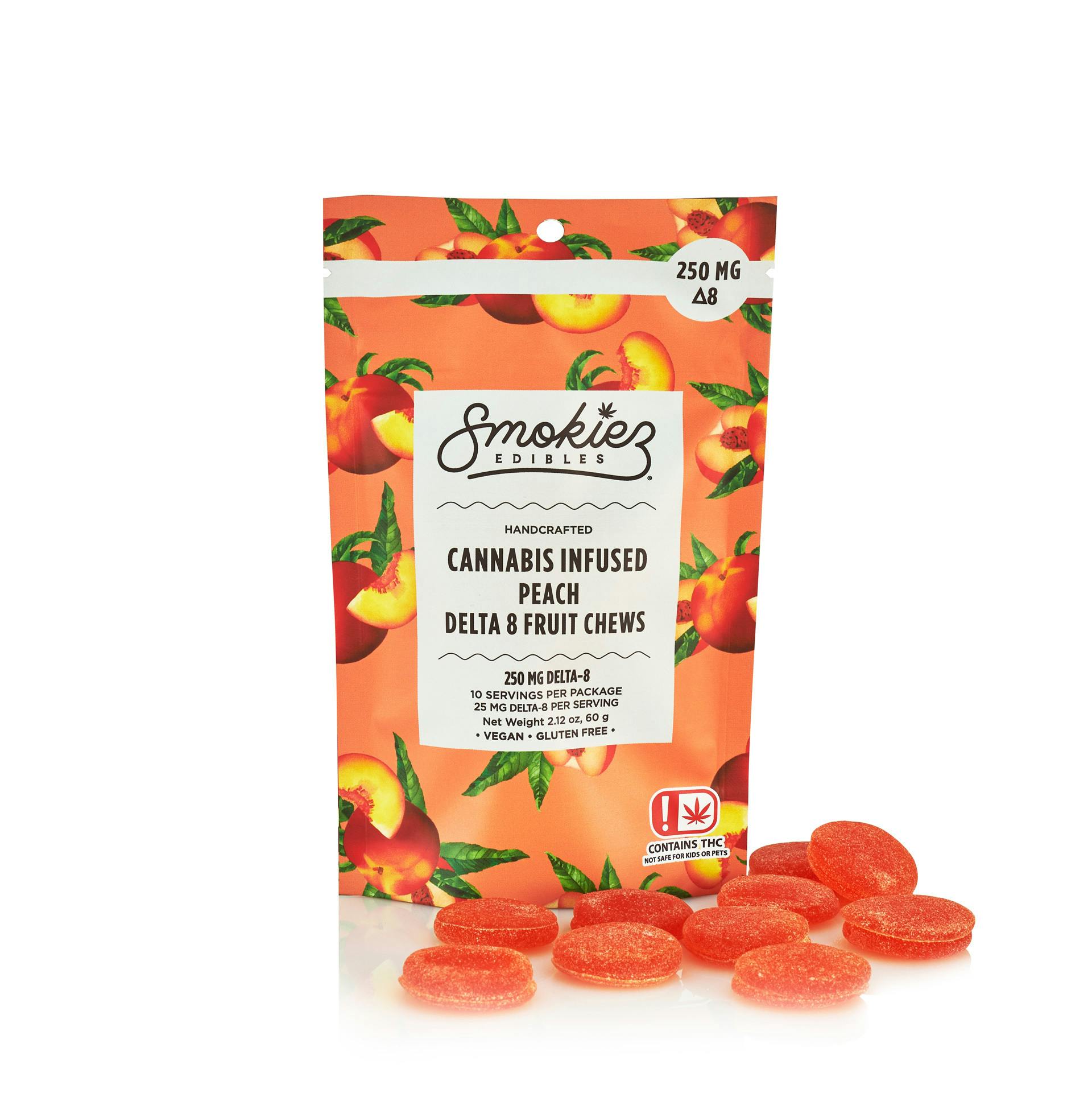 Peach Fruit Chews, 250mg Delta-8 THC - OK thumbnail 2